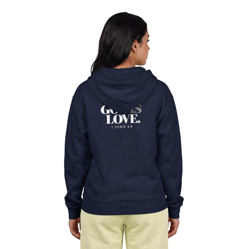 Zip Hoodie — "God Is Love" Full-Zip Sweatshirt (1 John 4:8)