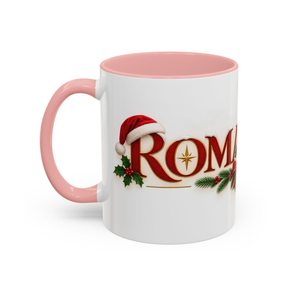 Christmas Accent Coffee Mug - Festive Garland & Bow Holiday Drinkware (11/15oz)