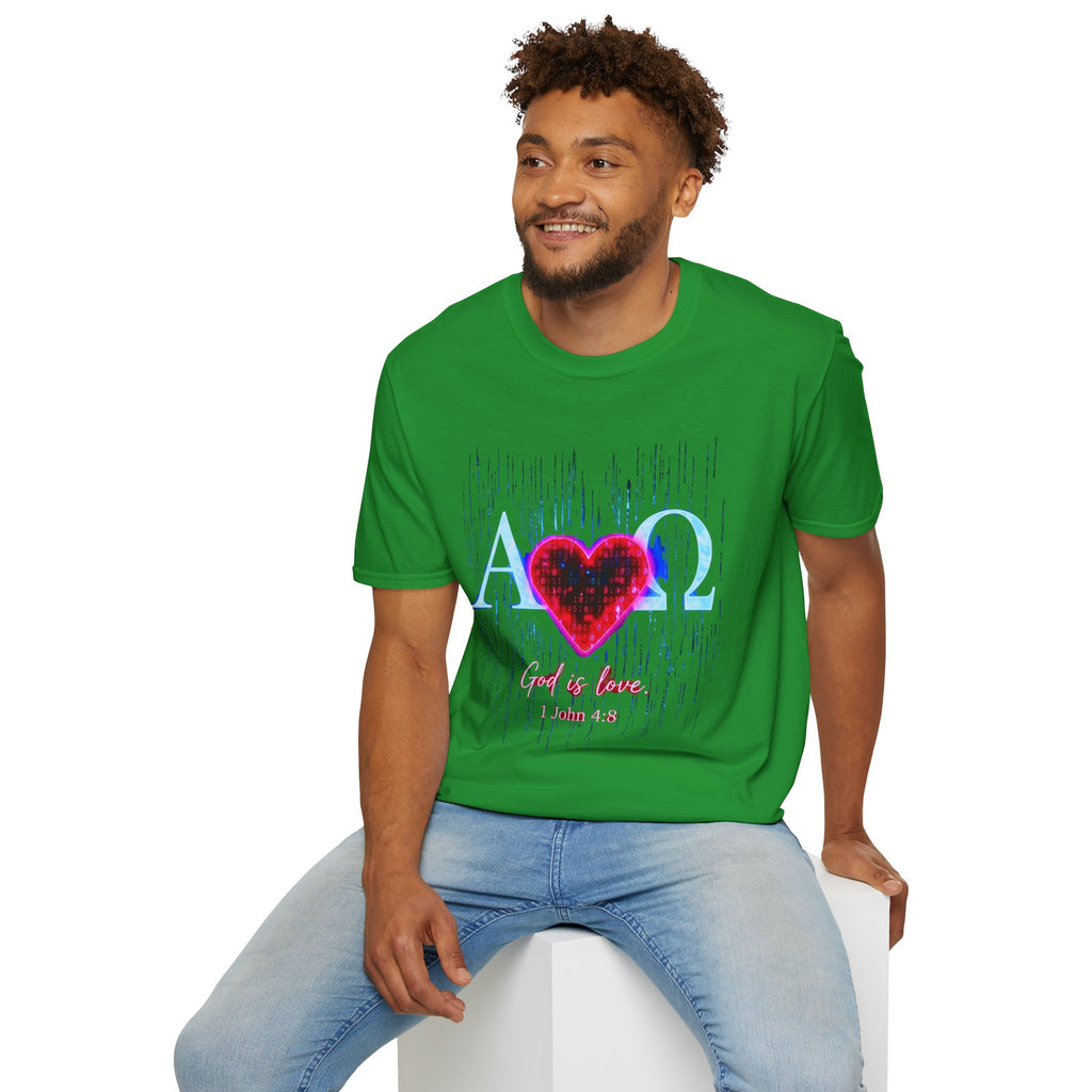 Alpha Omega Heart T-Shirt | Christian Scripture John 3:16 Design