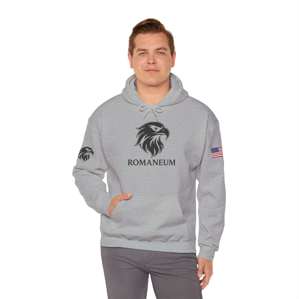 Romaneum Eagle Logo Hoodie | Romaneum School Crest, Patriotic Sleeve Design