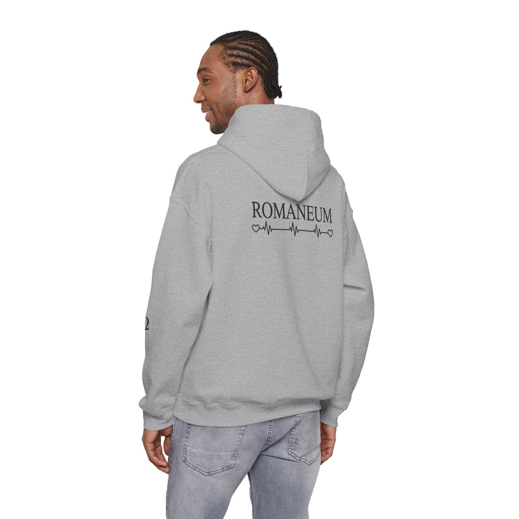 Romaneum Alpha Omega Heart Hoodie | God is Love 1 John 4:8 Christian Hoodie