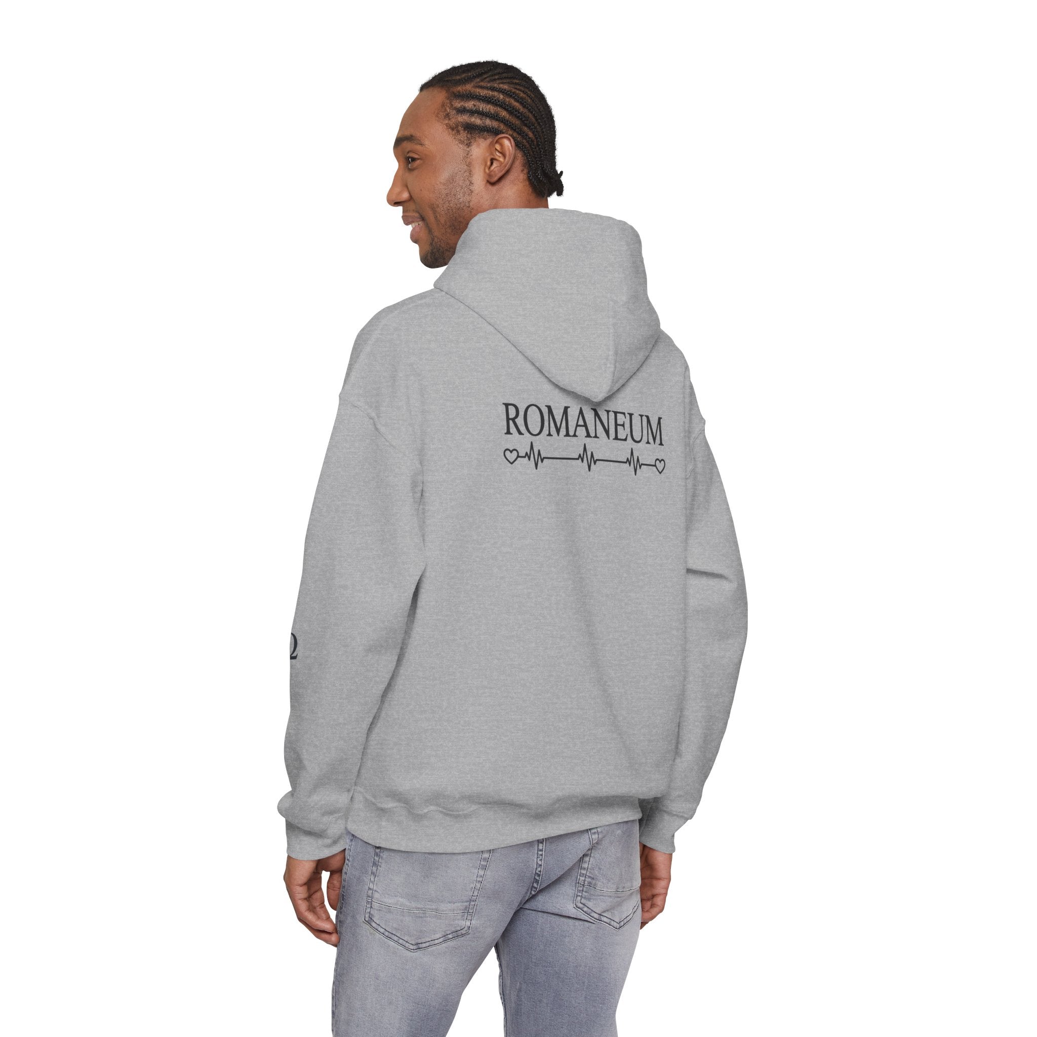 Romaneum Alpha Omega Heart Hoodie | God is Love 1 John 4:8 Christian Hoodie