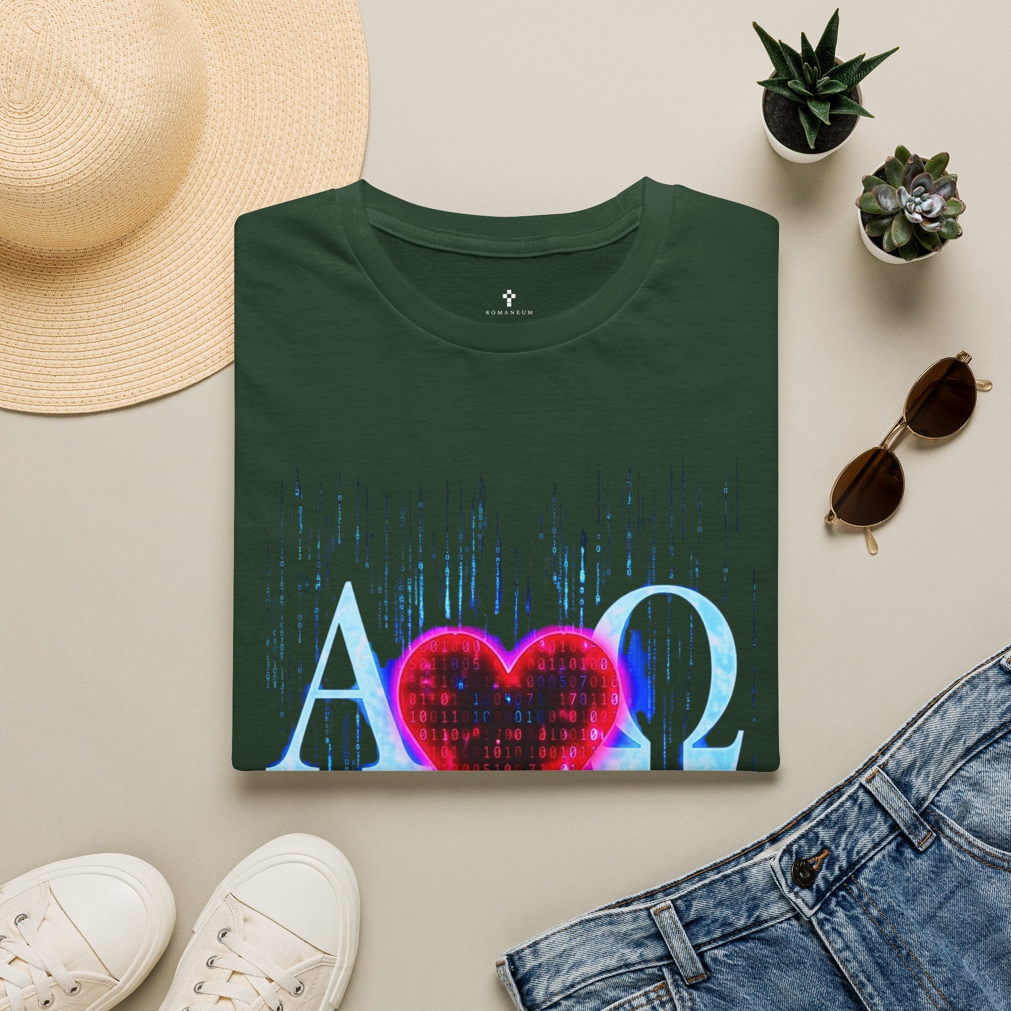 Alpha Omega Heart T-Shirt | Christian Scripture John 3:16 Design