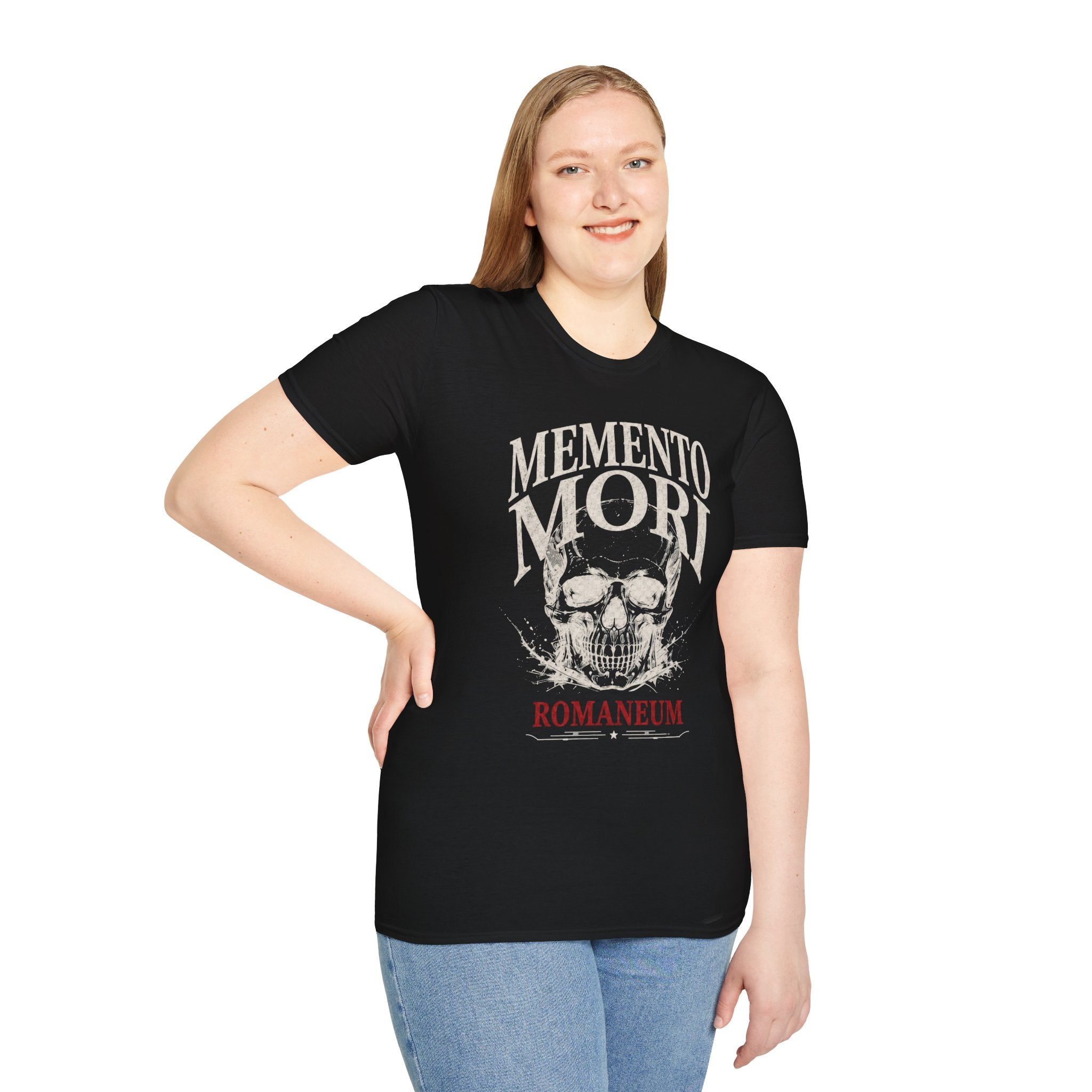 Memento Mori Skull T-Shirt — Gothic Reminder Tee with Romaneum Skull Design