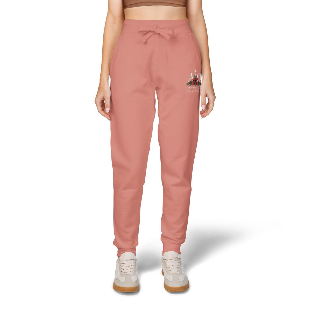 Embroidered Holiday Gnomes Fleece Sweatpants — Cozy Christmas Lounge Pants