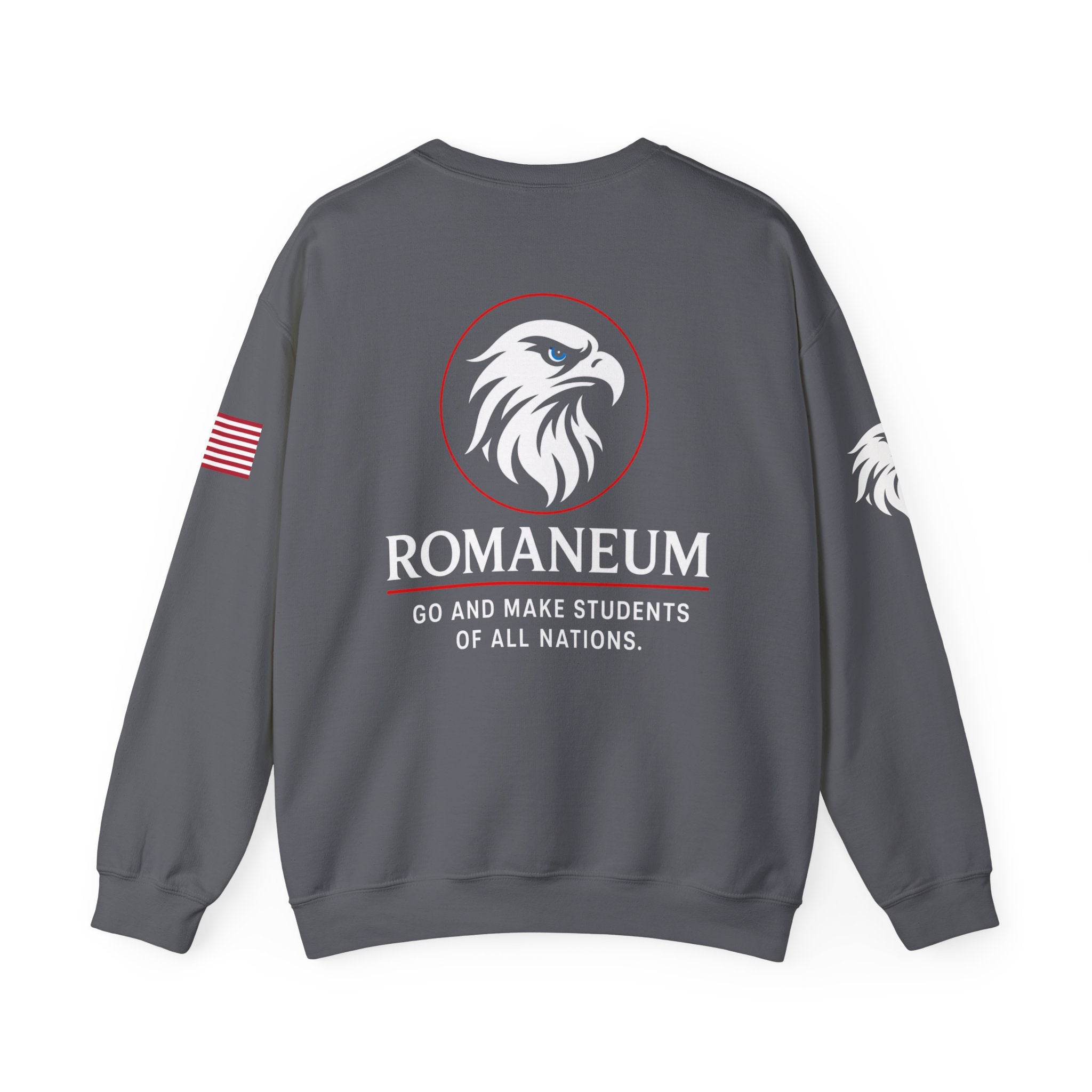 Romaneum eagle crest Crewneck sweatshirt | Romaneum logo, American flag sleeve