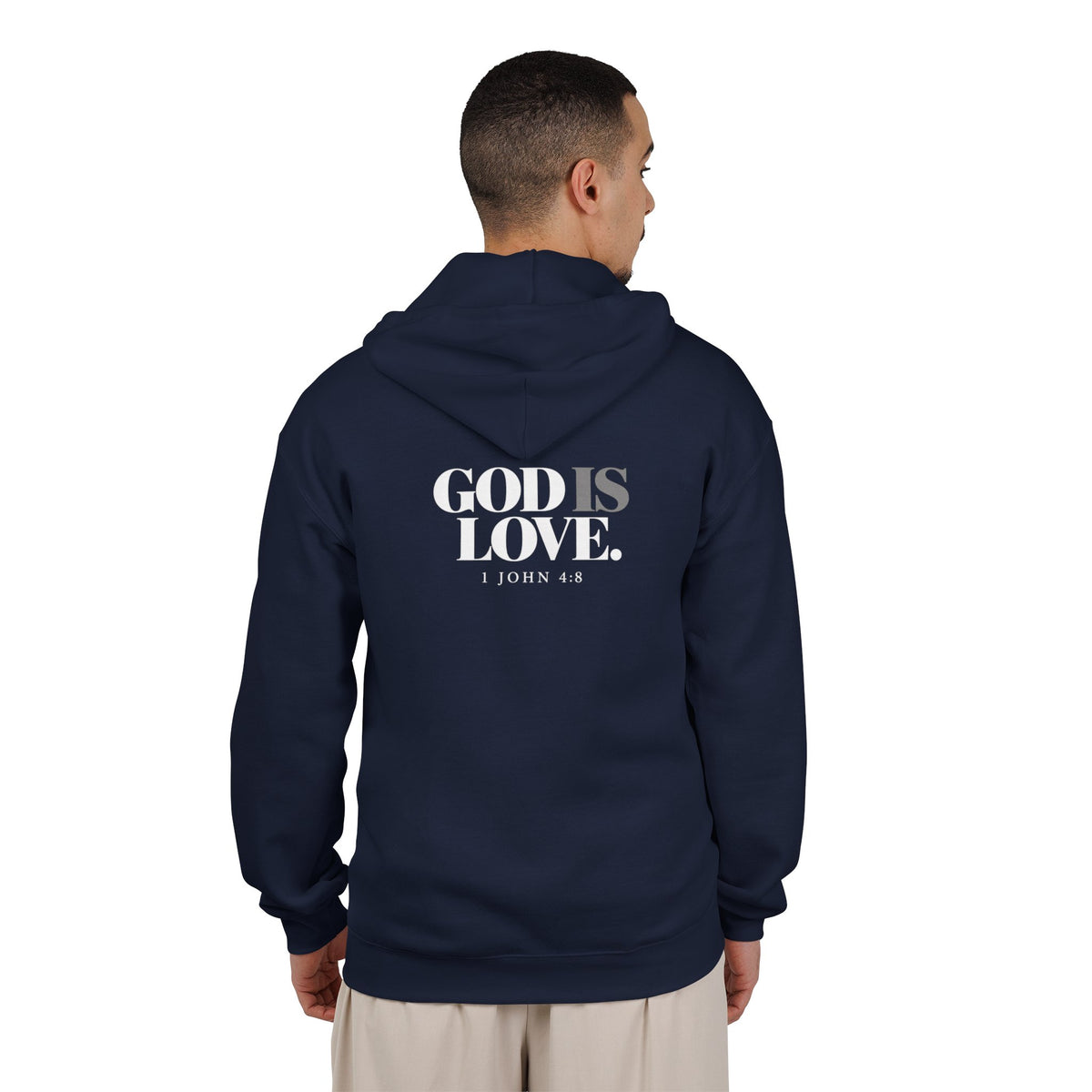 Zip Hoodie — "God Is Love" Full-Zip Sweatshirt (1 John 4:8)