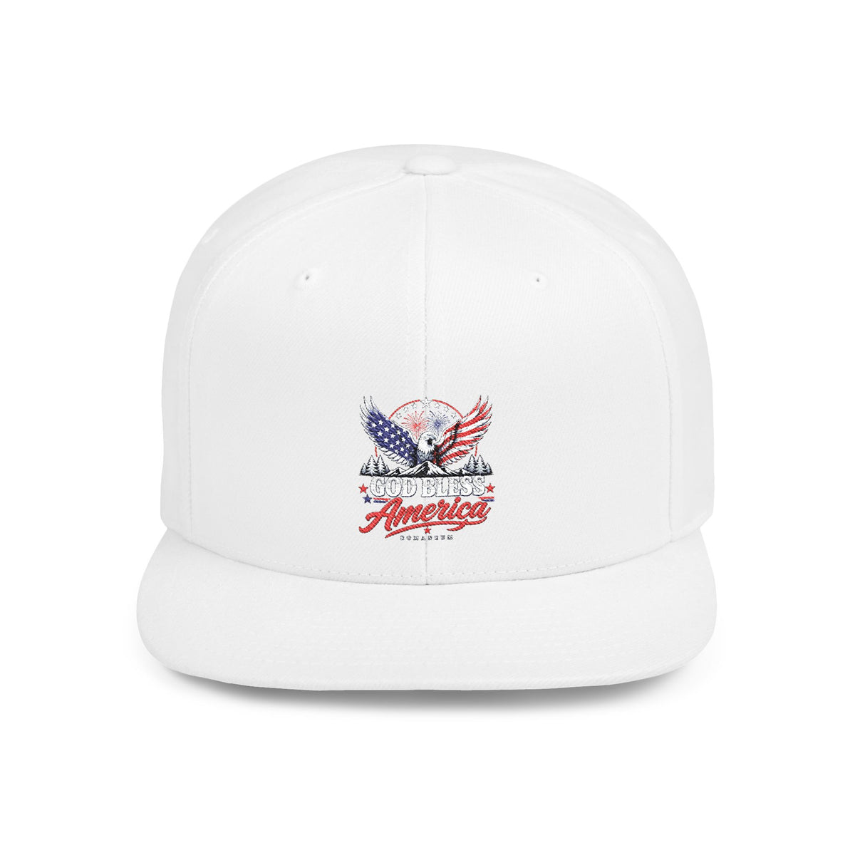Patriotic Eagle Flat Bill Snapback Hat — America USA Flag Design