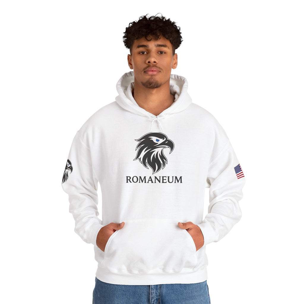 Romaneum Eagle Logo Hoodie | Romaneum School Crest, Patriotic Sleeve Design