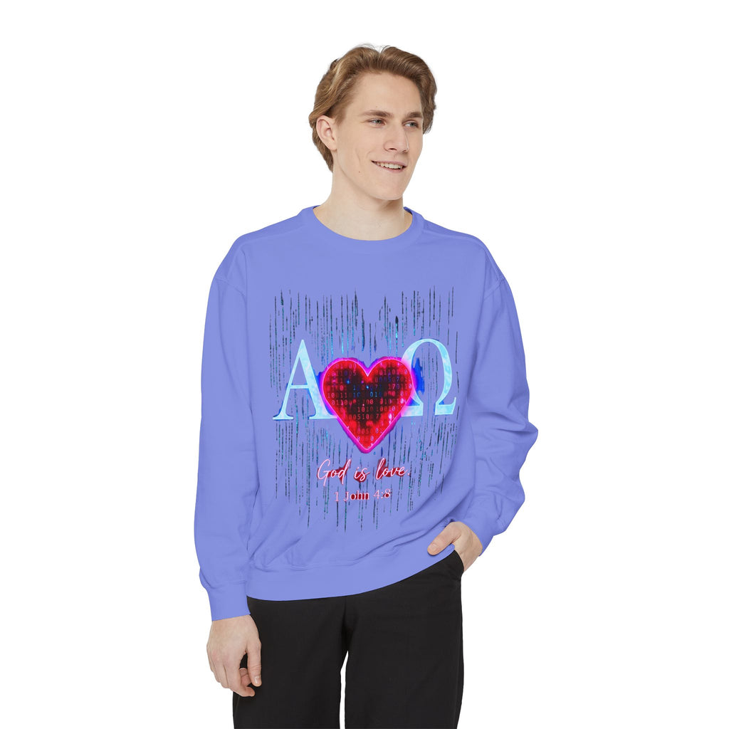 Alpha Omega Heart design sweatshirt | God is Love 1 John 4:8 RomanEum