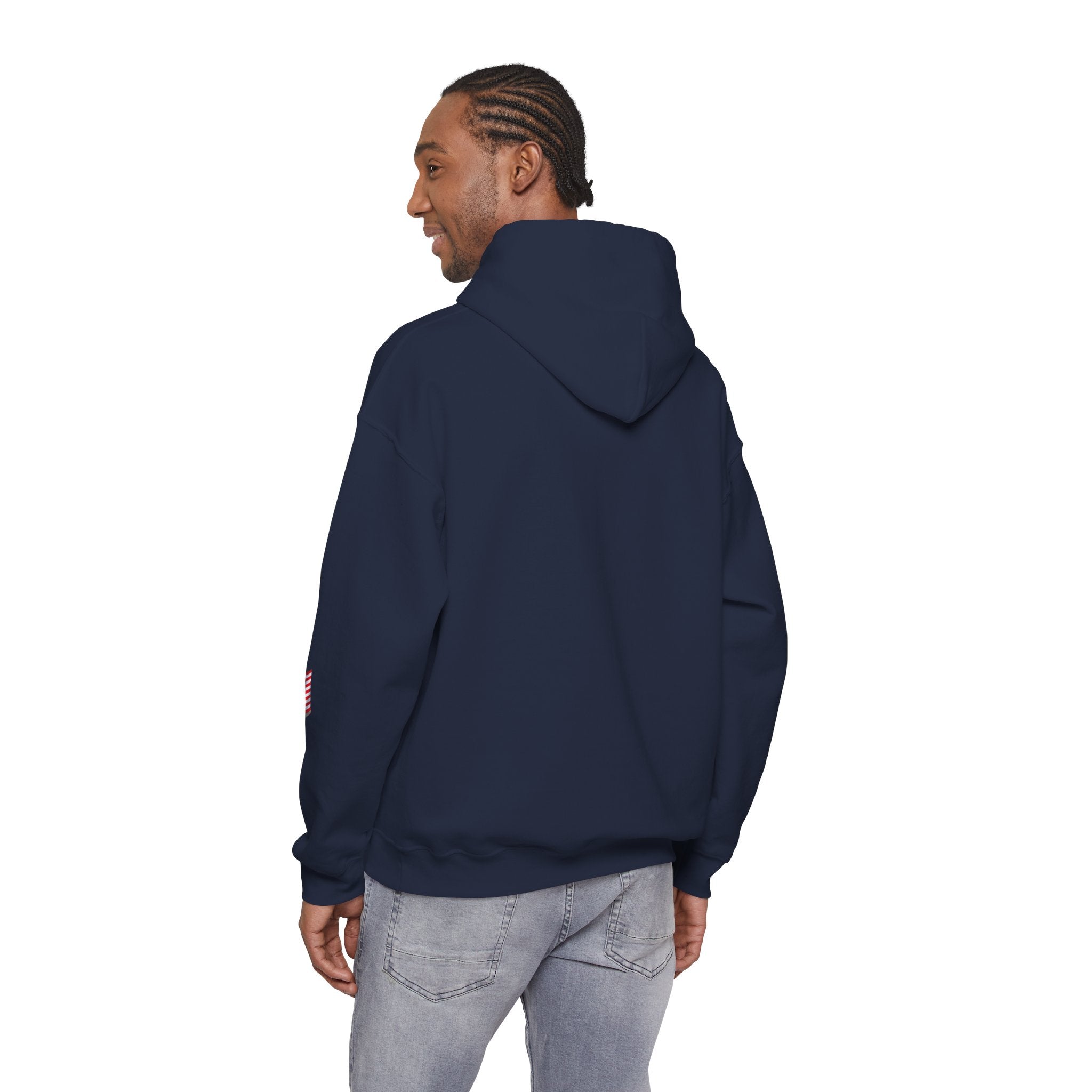 Romaneum God Bless America flag map Hoodie | American flag fireworks sleeve