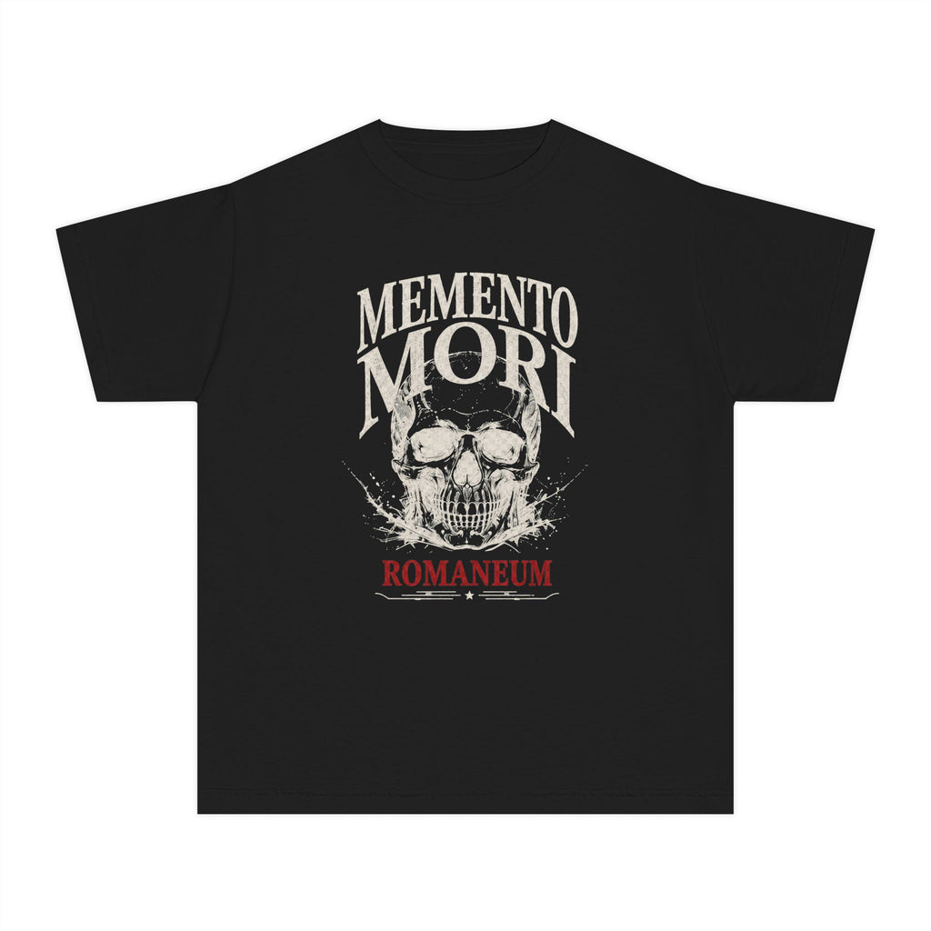 Memento Mori Youth Tee — Skull Graphic 'Romaneum' Gothic Death Metal Shirt