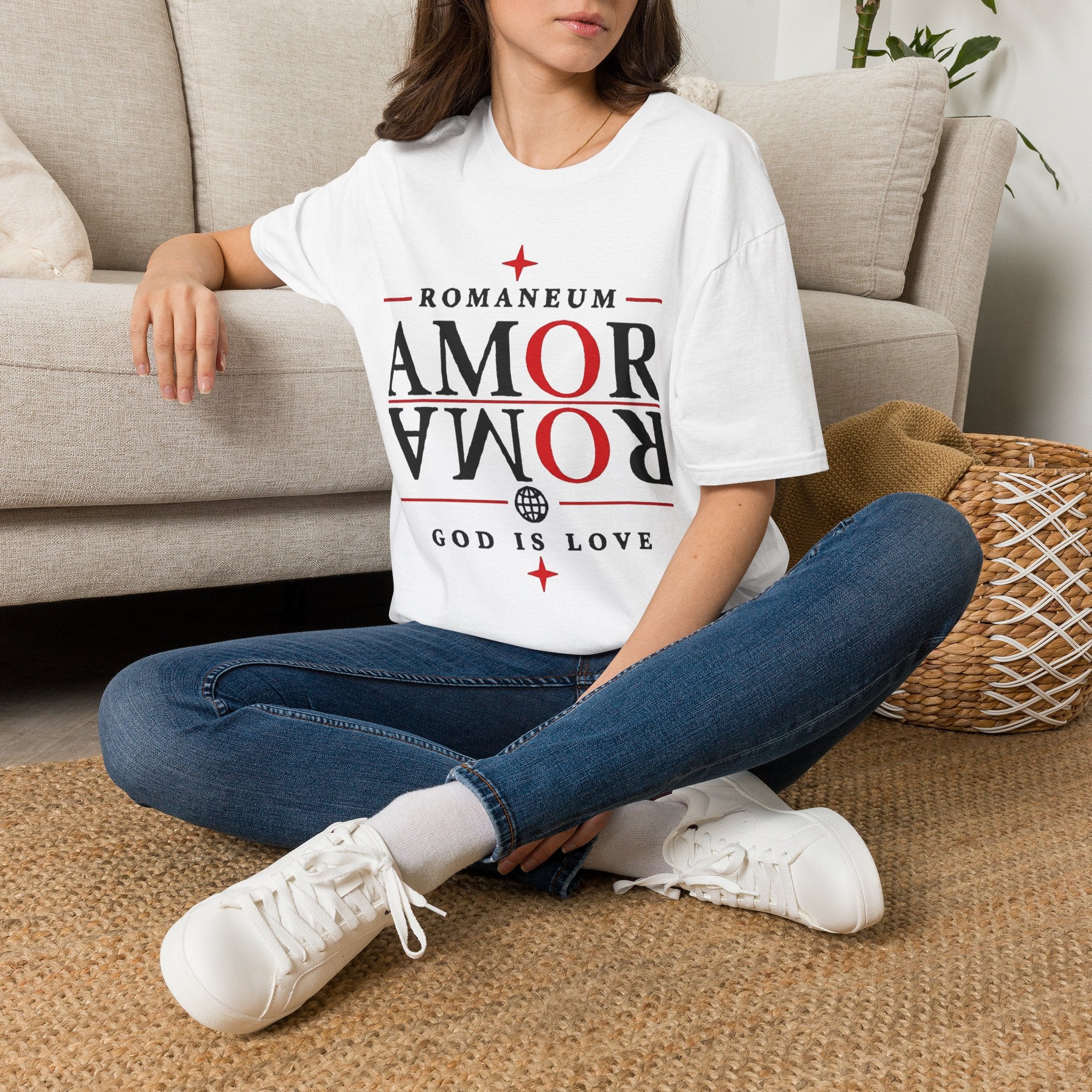 Amor/Roma 'ROMANEUM' Graphic T‑Shirt — 'AMOR' Reflection Design (God Is Love)