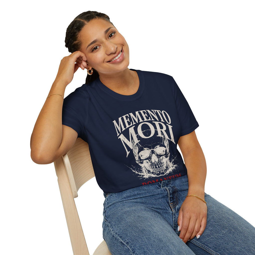 Memento Mori Skull T-Shirt — Gothic Reminder Tee with Romaneum Skull Design