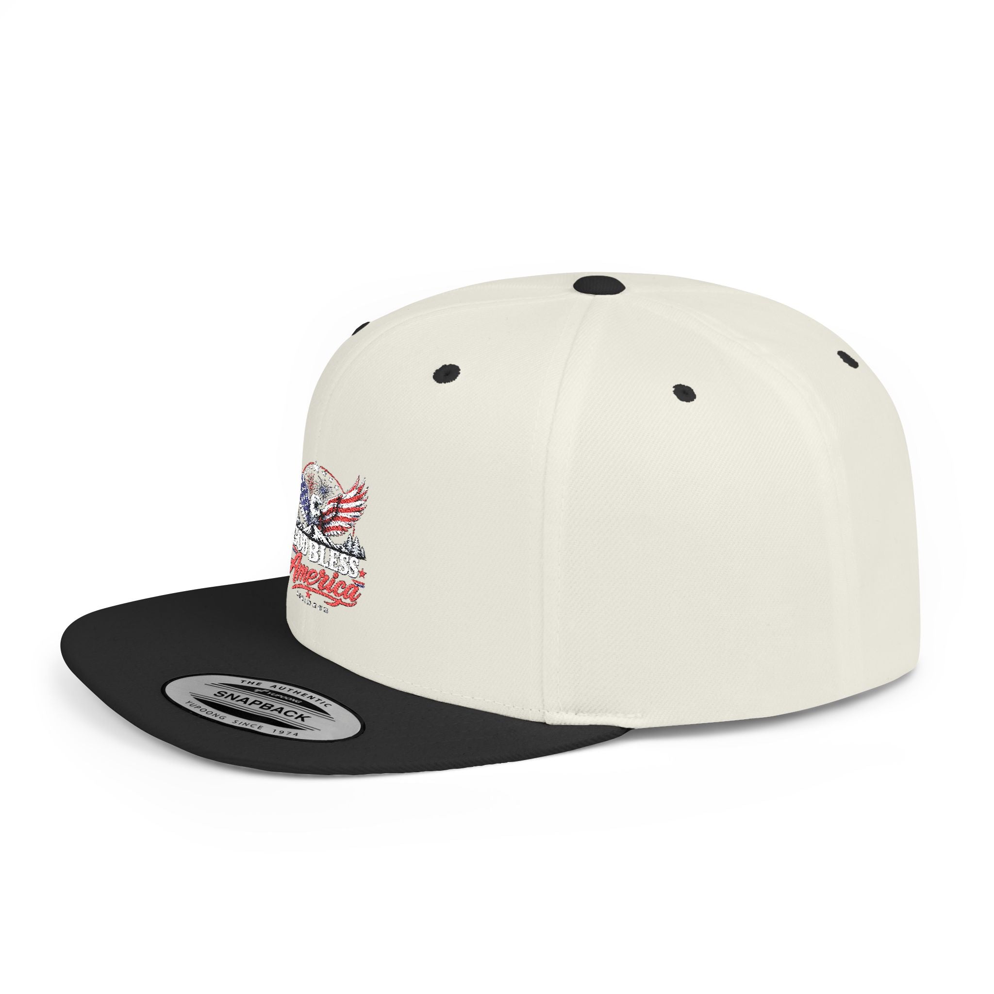 Patriotic Eagle Flat Bill Snapback Hat — America USA Flag Design