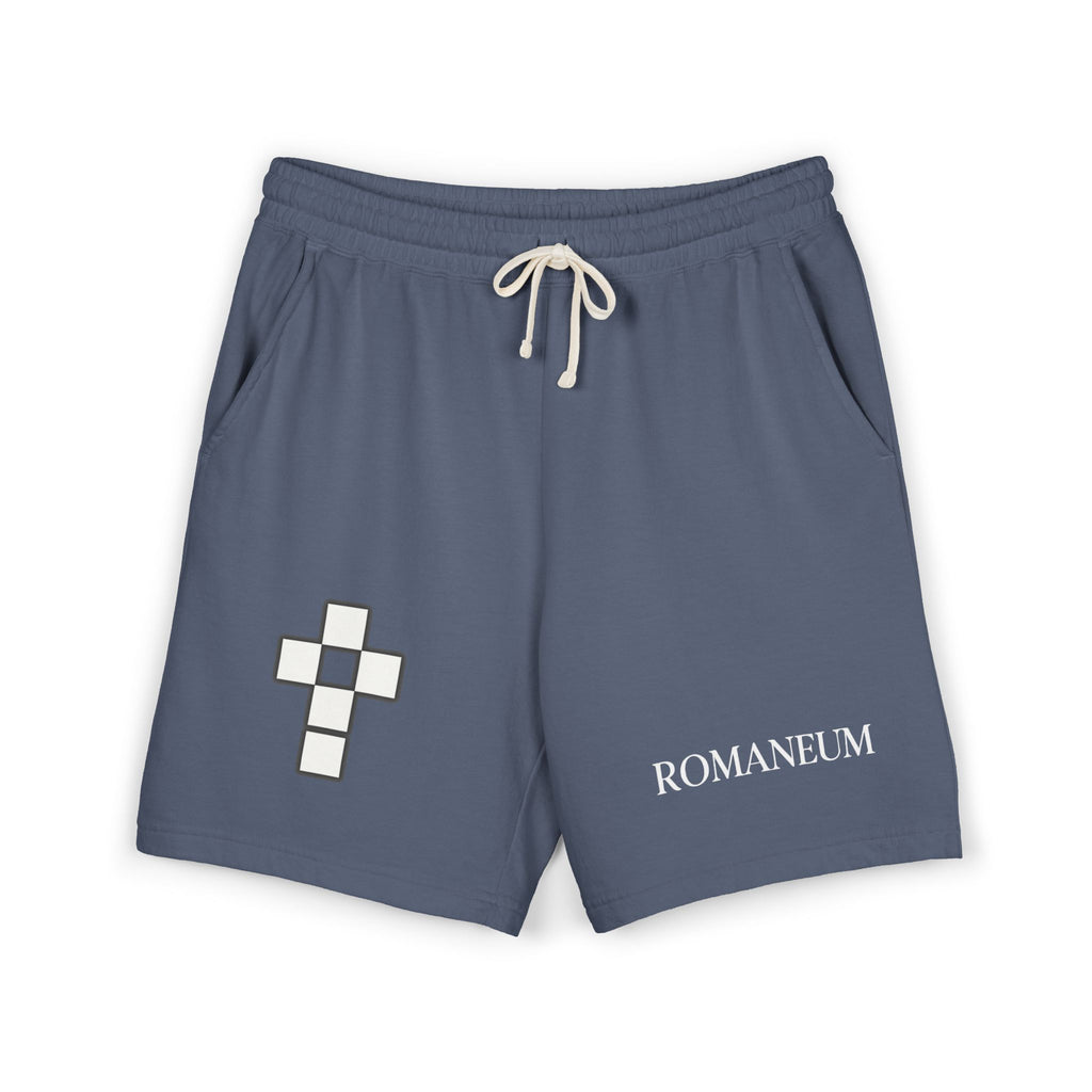 Romaneum Logo Fleece Sweat Shorts — Casual Athletic Lounge Shorts