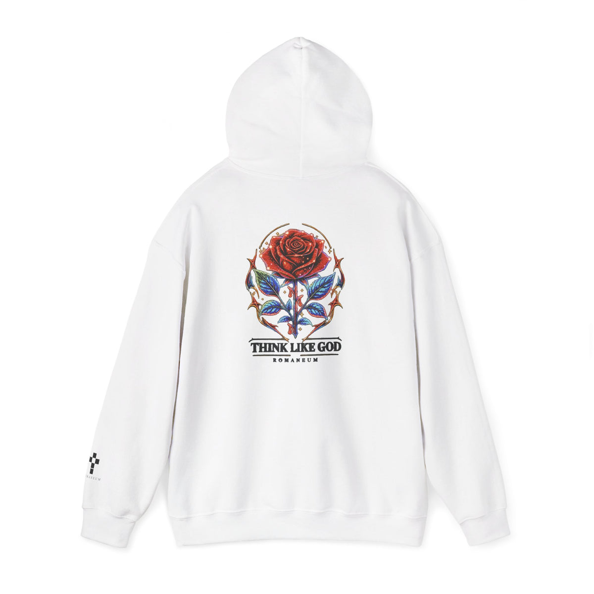 Romaneum Hoodie — Think Like God Rose Logo Pullover