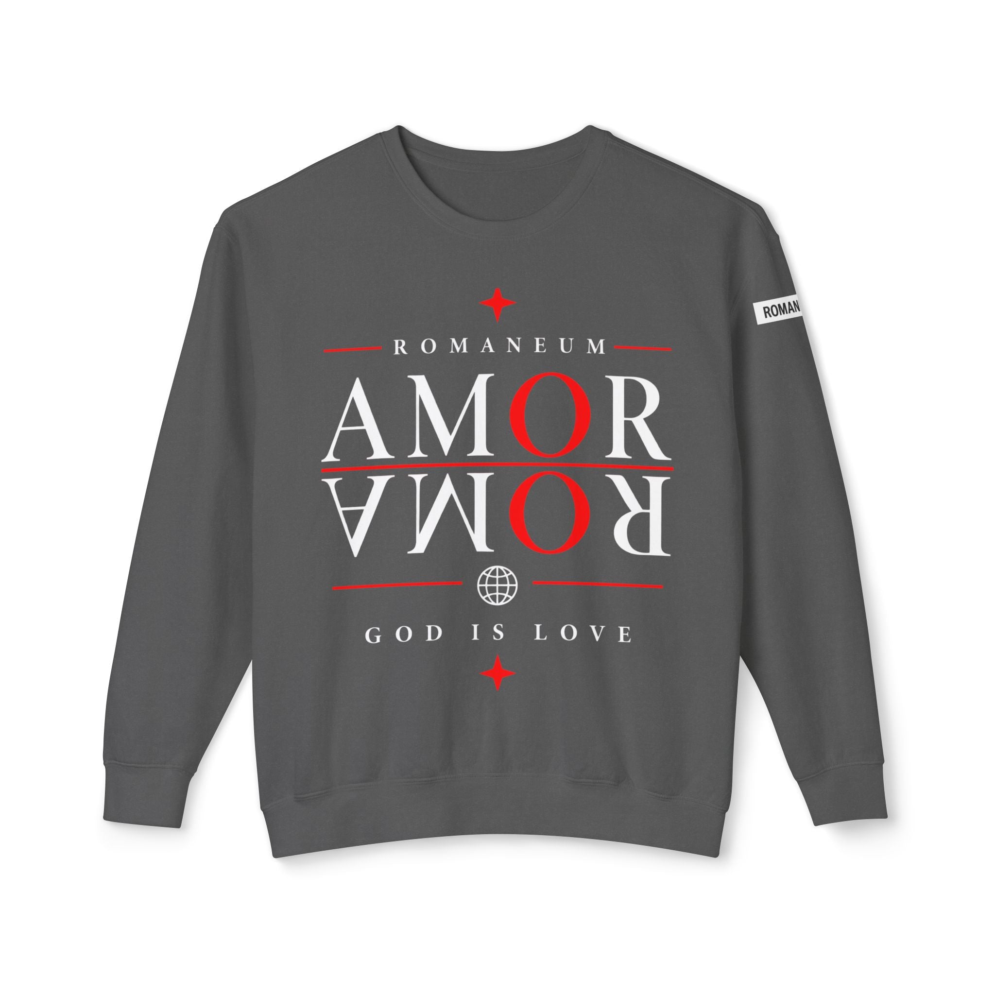 Romaneum Amor Crewneck Sweatshirt — God Is Love Graphic