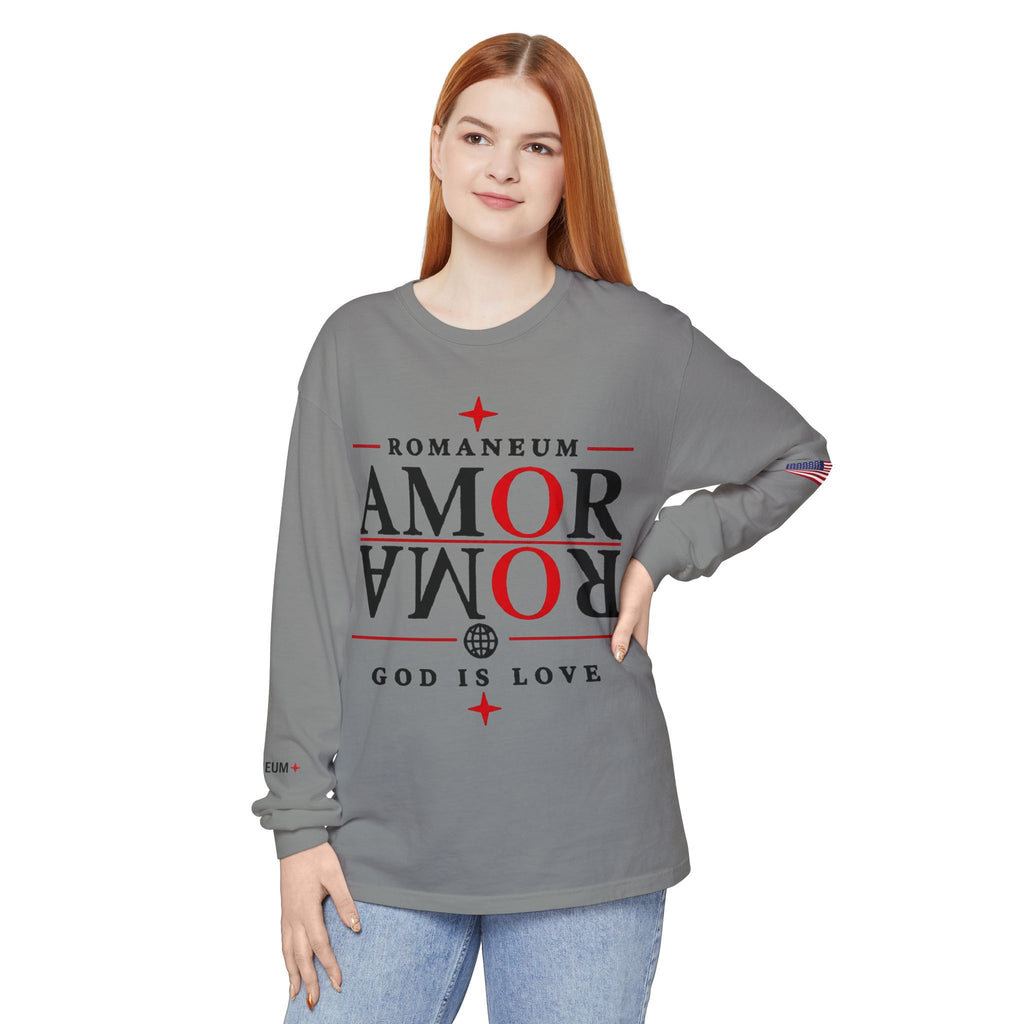 Romaneum "AMOR/ROMA" Long Sleeve Tee — God Is Love Graphic Shirt