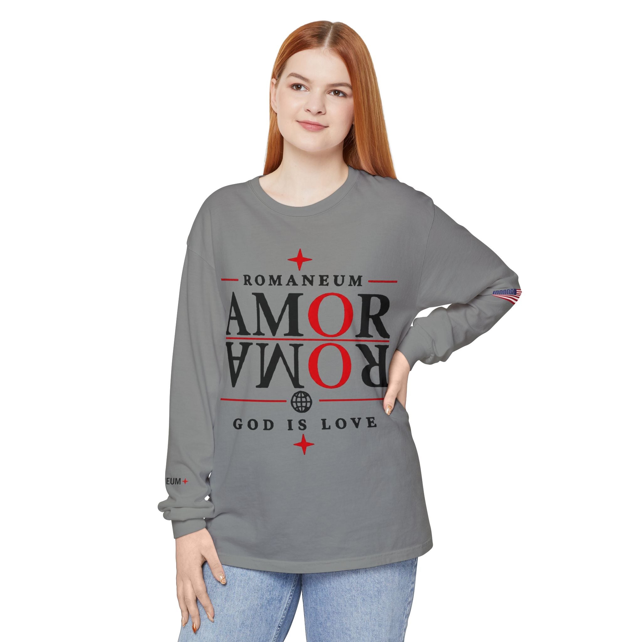 Romaneum "AMOR/ROMA" Long Sleeve Tee — God Is Love Graphic Shirt