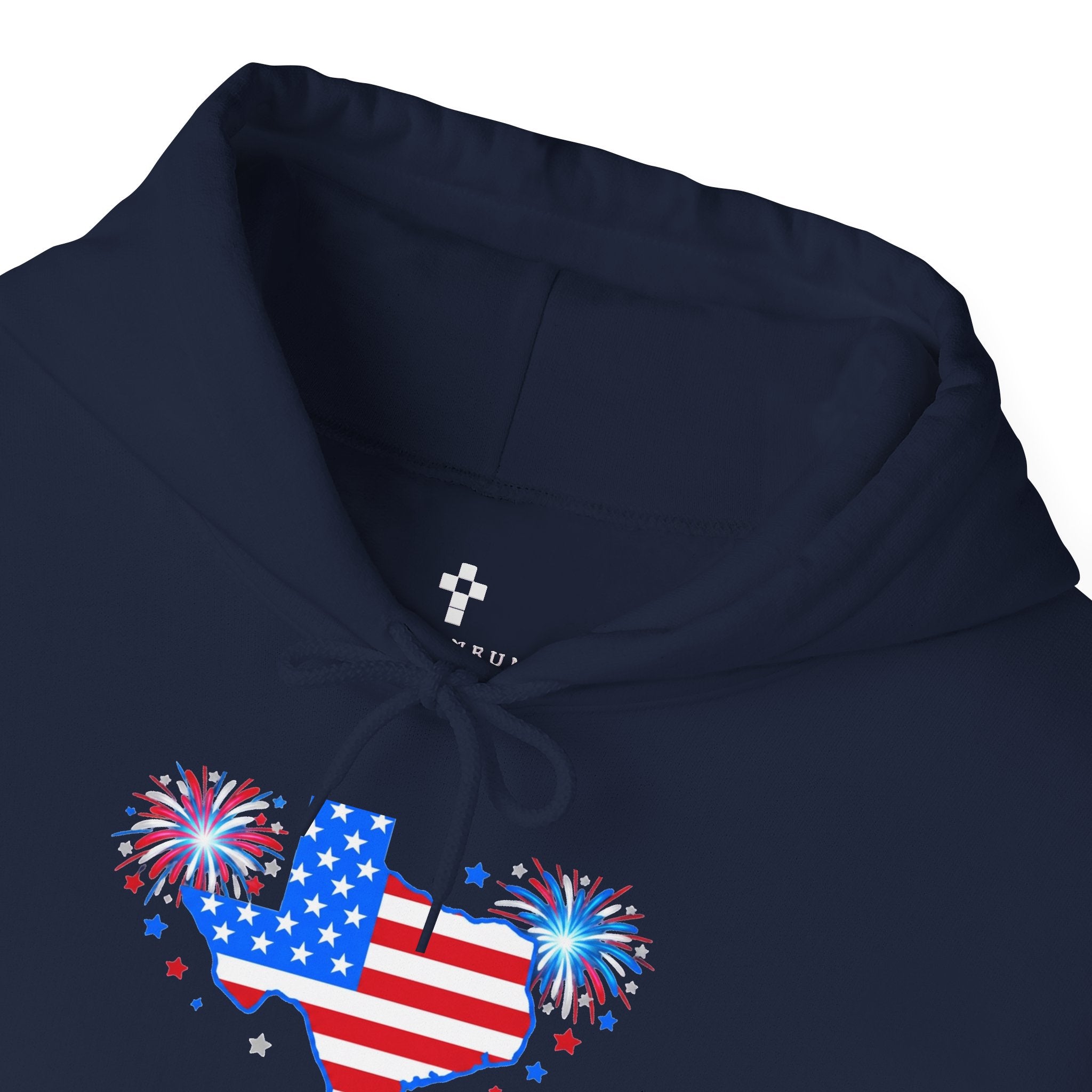 Romaneum God Bless America flag map Hoodie | American flag fireworks sleeve