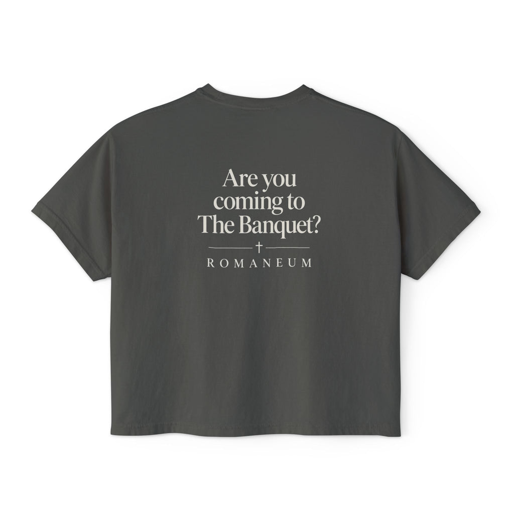 Are You Coming to The Banquet? Boxy Tee — Romaneum Christian Graphic Shirt
