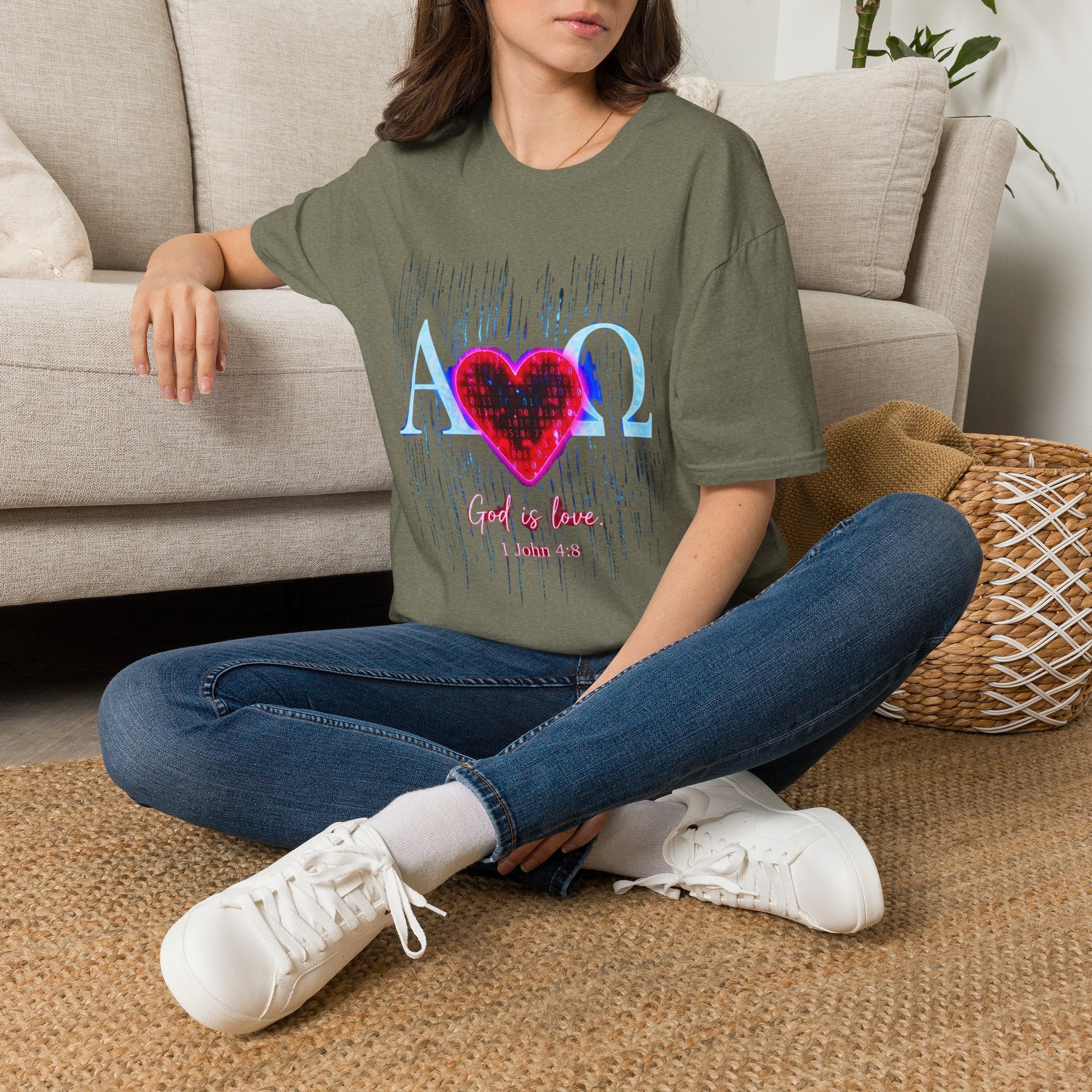 Alpha Omega Heart T-Shirt | Christian Scripture John 3:16 Design