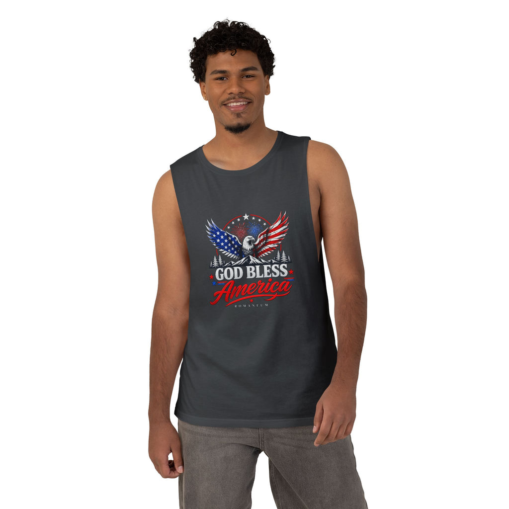 God Bless America Eagle Tank Top — Patriotic Romaneum USA Flag Muscle Tee