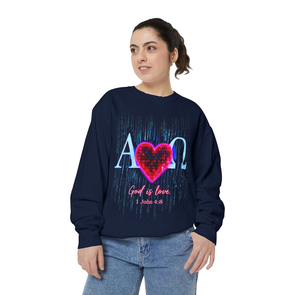 Alpha Omega Heart design sweatshirt | God is Love 1 John 4:8 RomanEum