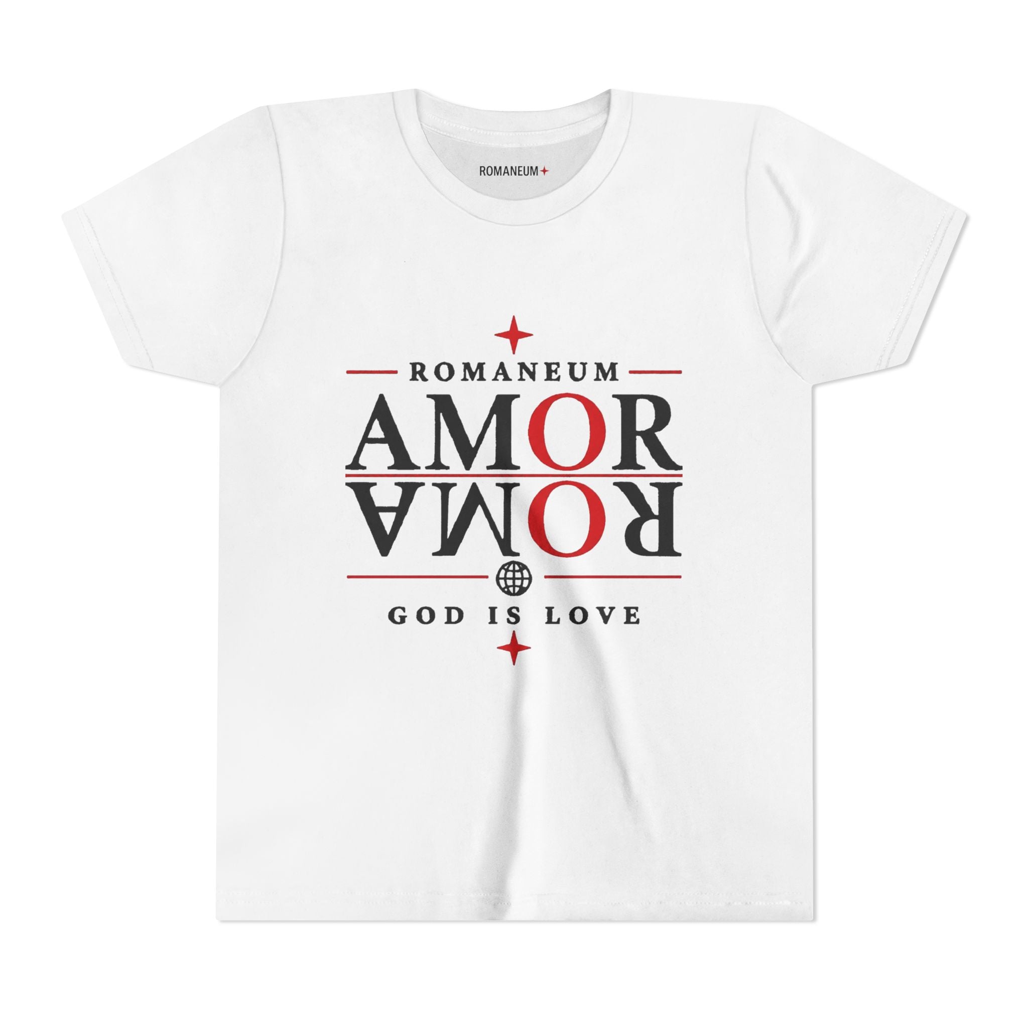 Youth Tee — ROMANEUM “AMOR / ROMA” God Is Love Graphic