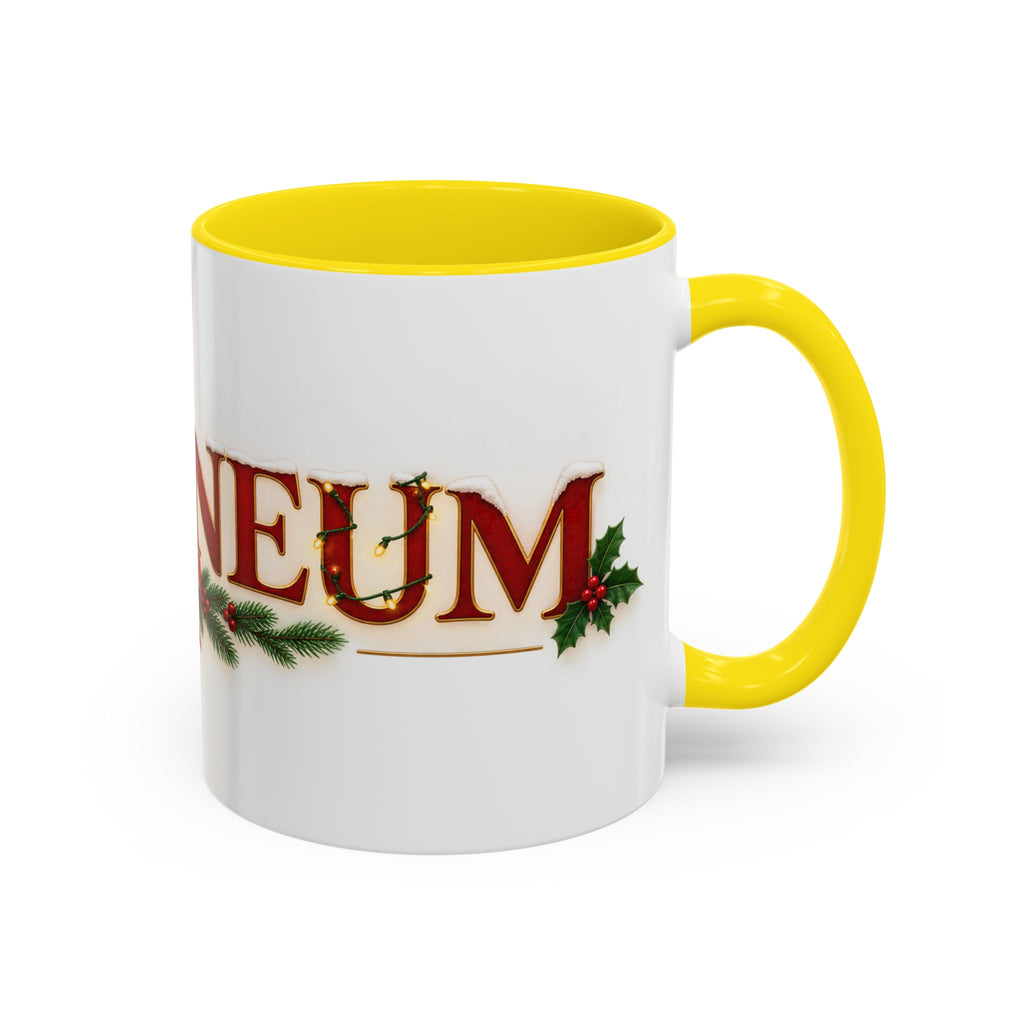Christmas Accent Coffee Mug - Festive Garland & Bow Holiday Drinkware (11/15oz)