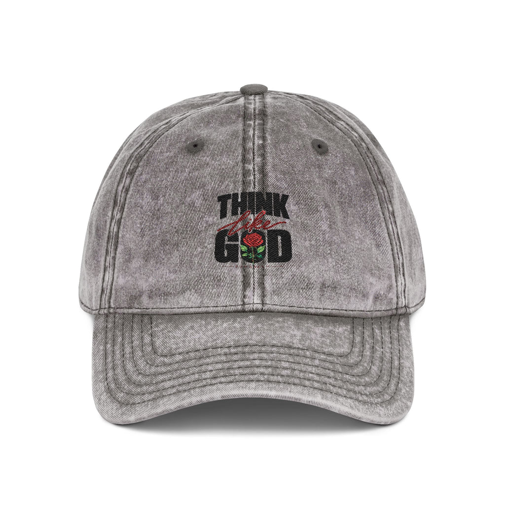 Vintage Embroidered Cap — "Think like God" Rose Men's Hat