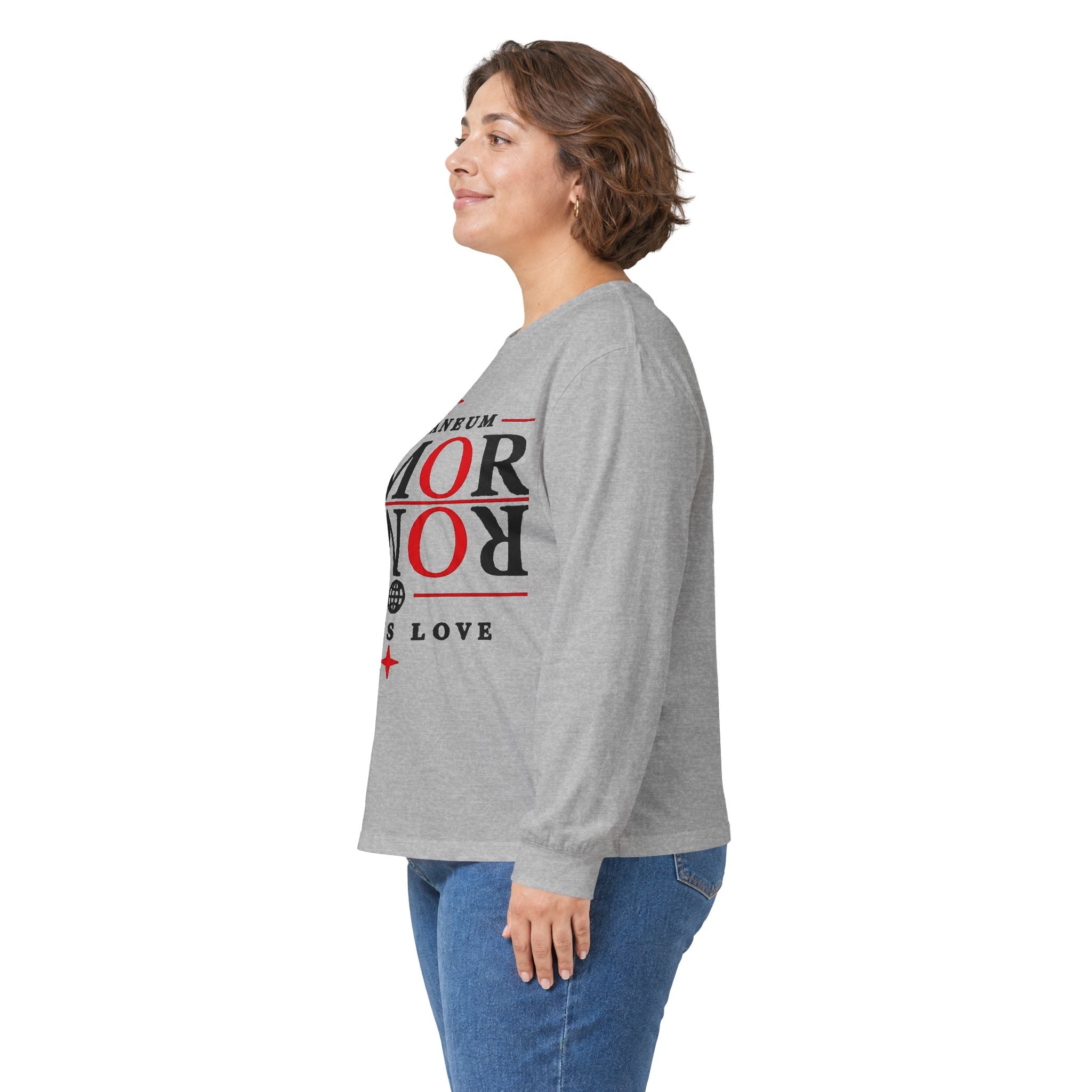 Long Sleeve Tee — "AMOR" Romaneum God Is Love Religious Graphic Shirt