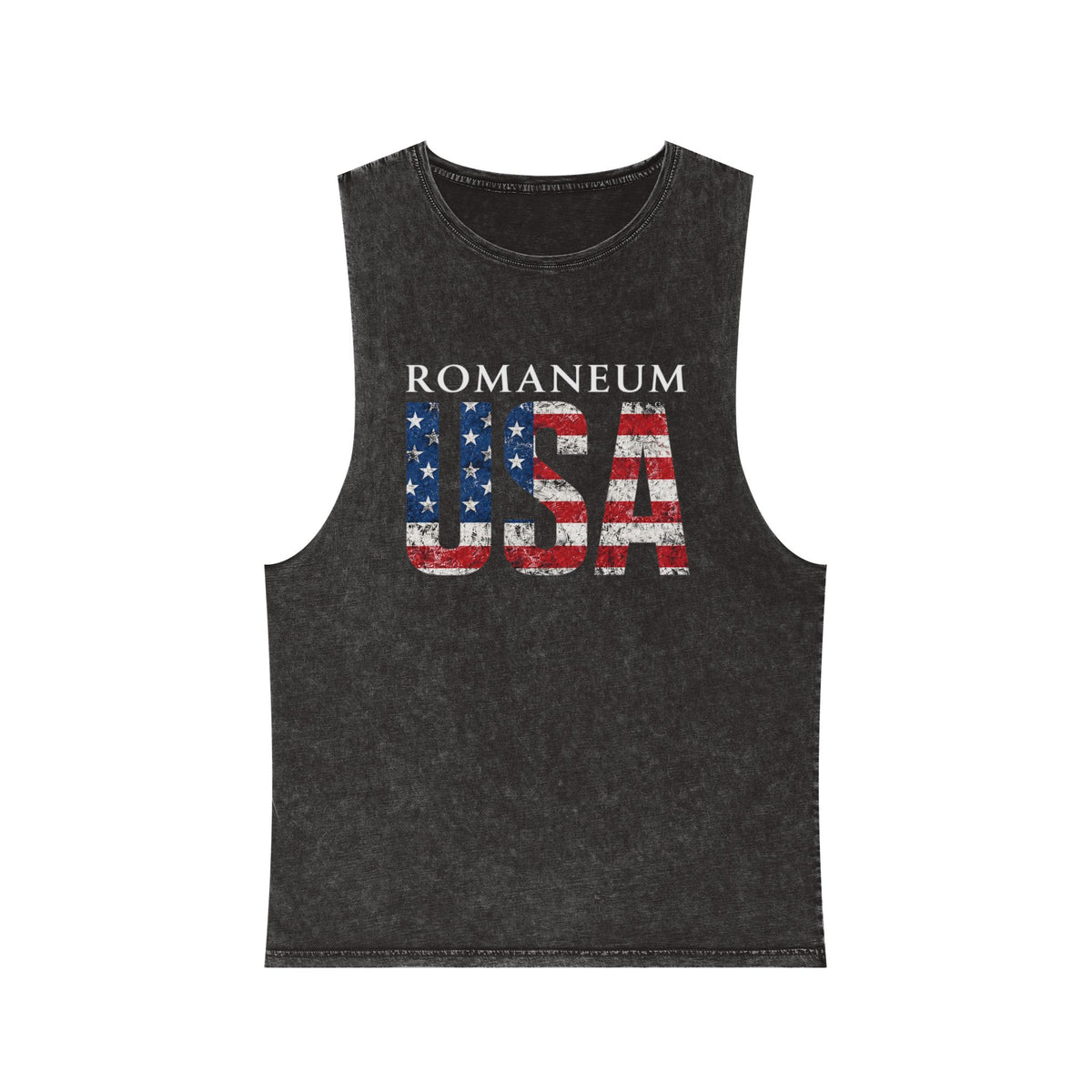 Romanеum USA Stonewash Tank — Vintage American Flag Muscle Tee