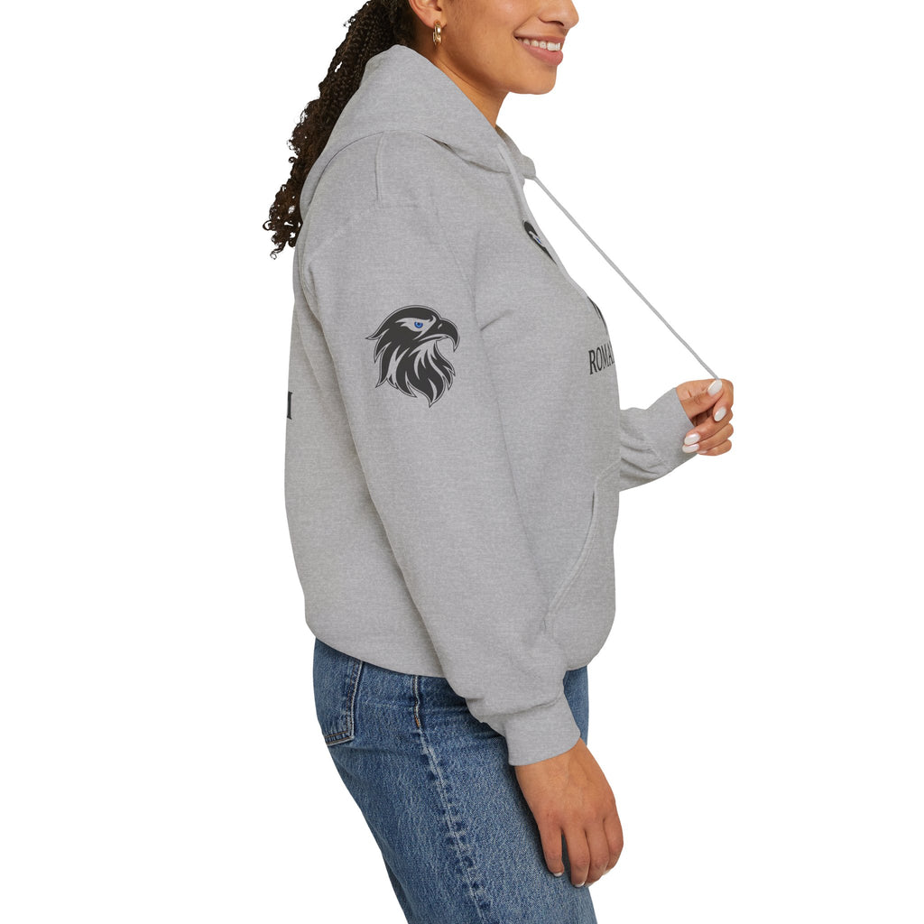 Romaneum Eagle Logo Hoodie | Romaneum School Crest, Patriotic Sleeve Design