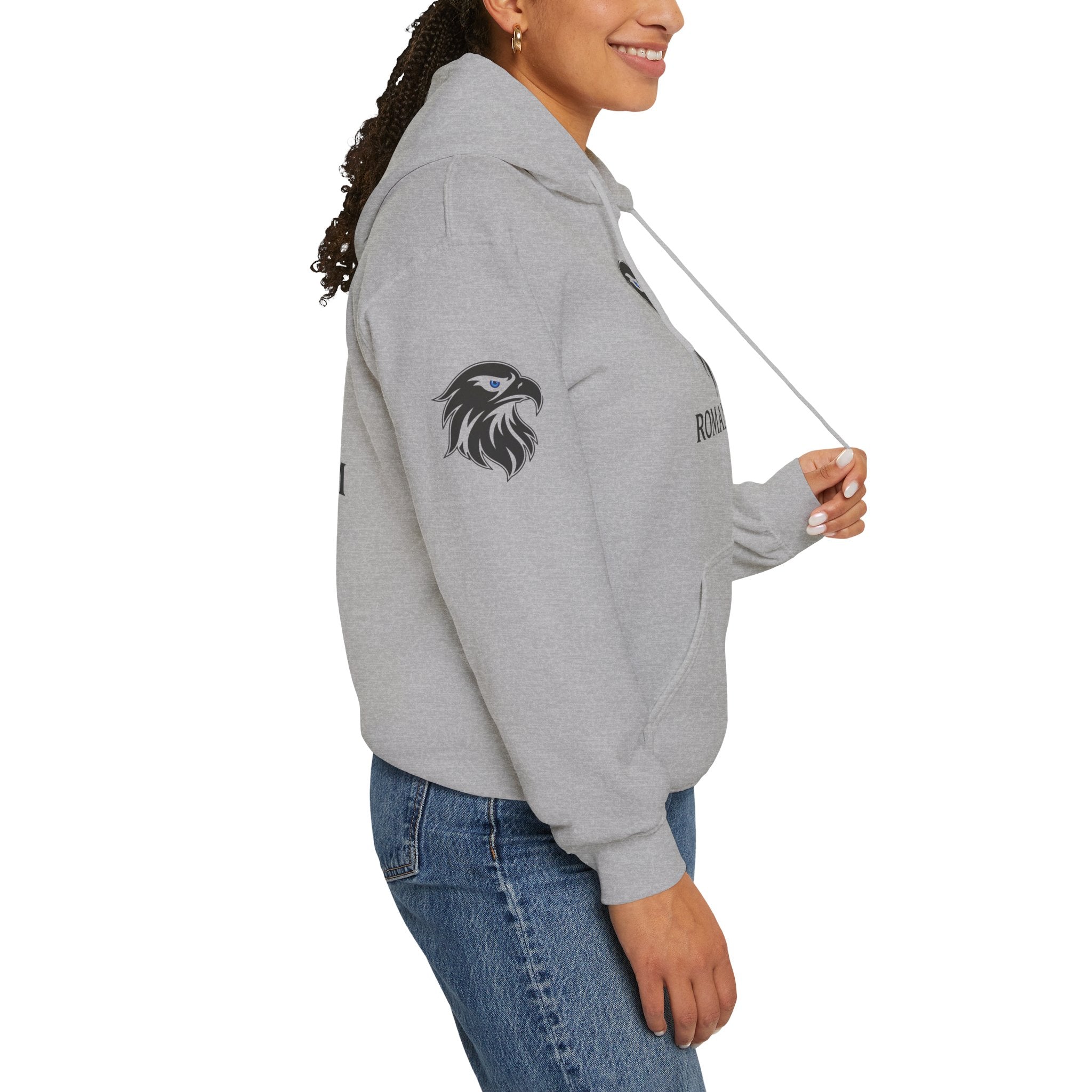 Romaneum Eagle Logo Hoodie | Romaneum School Crest, Patriotic Sleeve Design