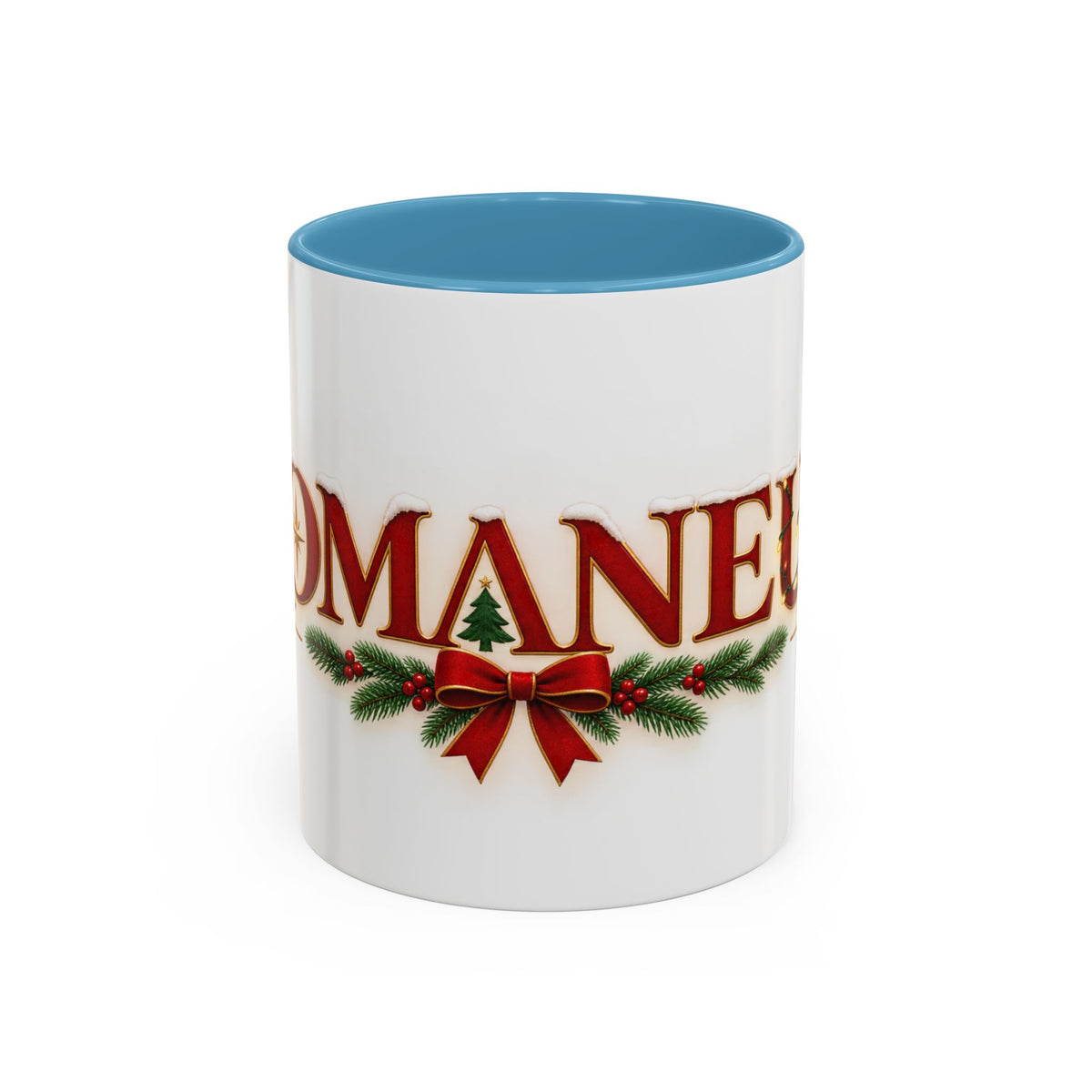 Christmas Accent Coffee Mug - Festive Garland & Bow Holiday Drinkware (11/15oz)