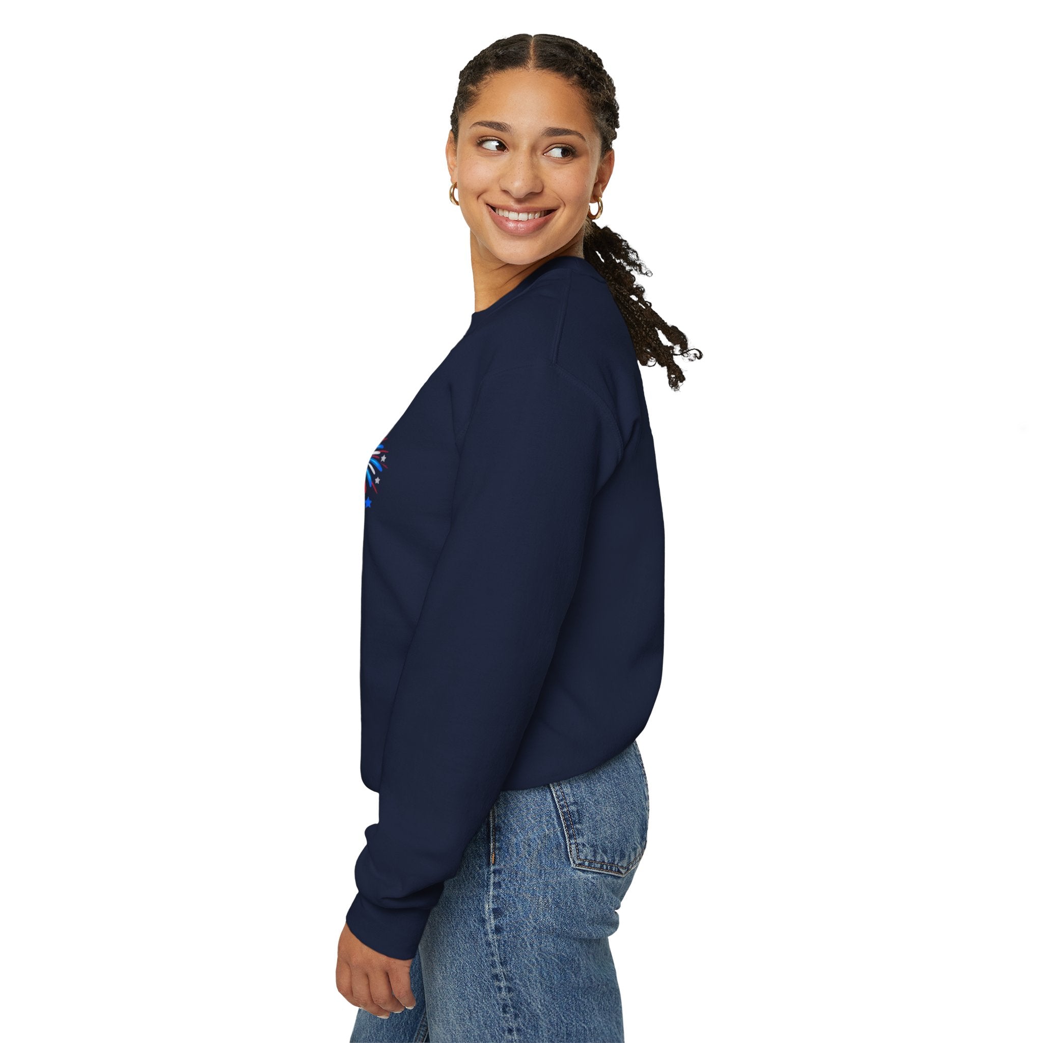 Romaneum God Bless America Flag Heart sweatshirt | Patriotic 4th of July crewneck
