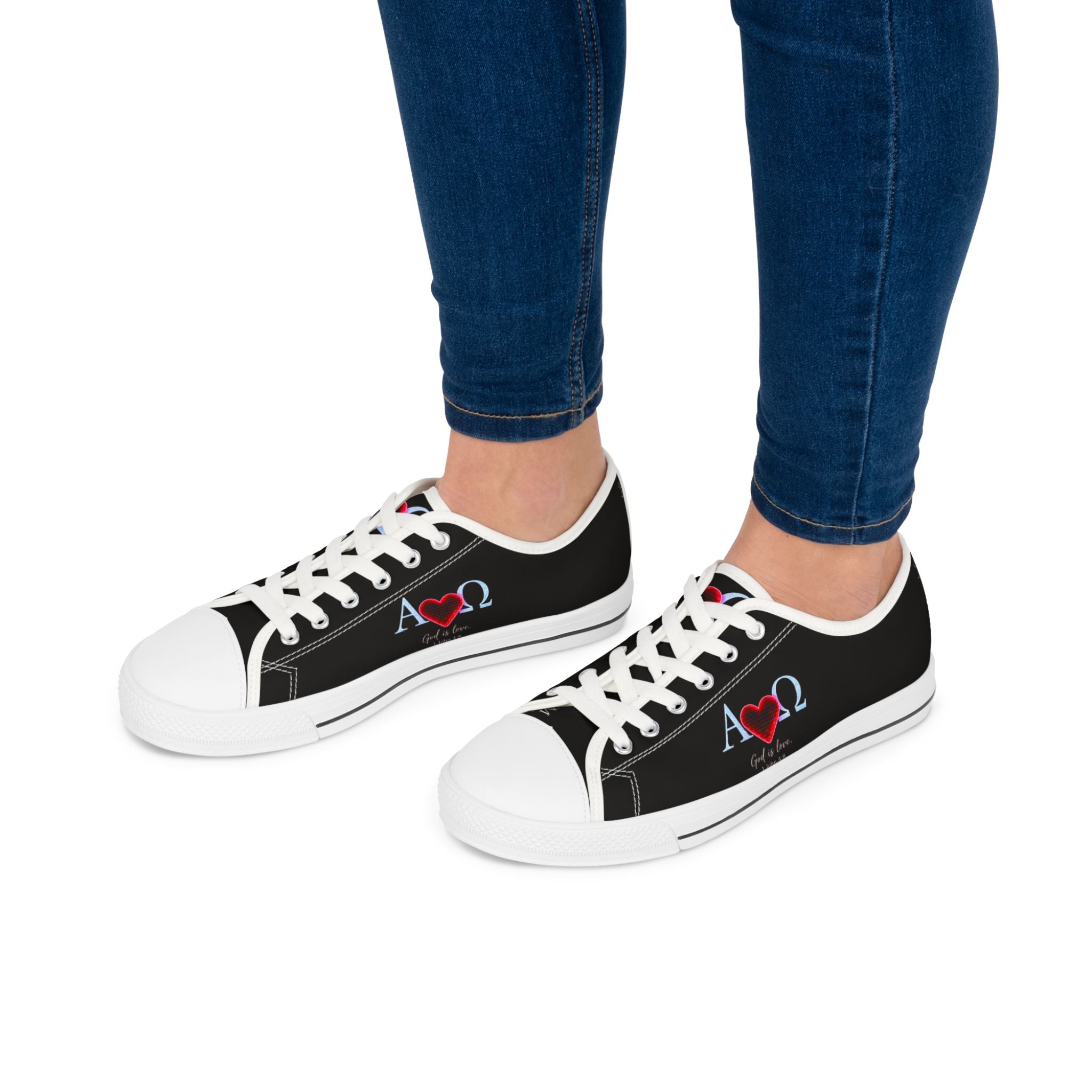 Alpha Omega Heart Sneakers | Christian Faith Low Top Shoes