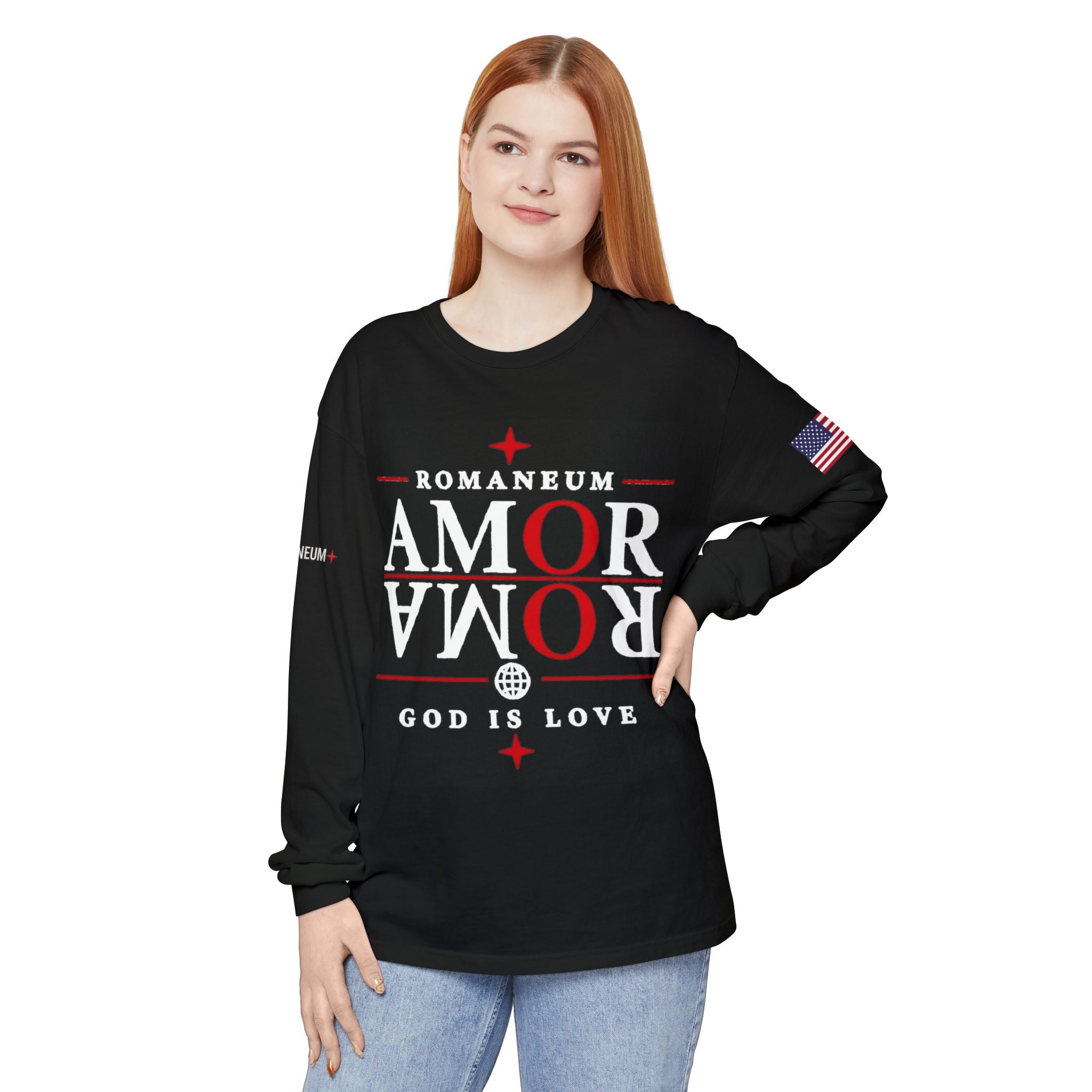 Romaneum "AMOR/ROMA" Long Sleeve Tee — God Is Love Graphic Shirt