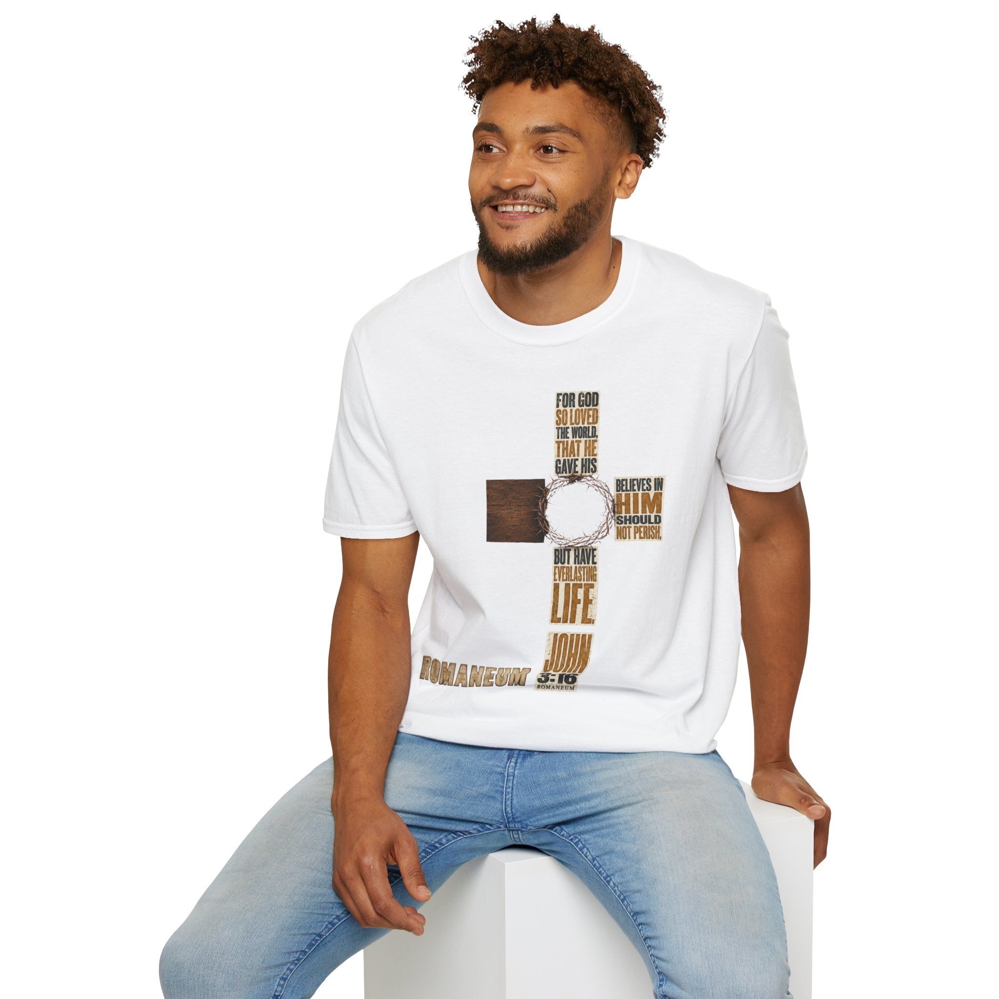 John 3:16 Cross T-Shirt — Faith Tee (For God So Loved)