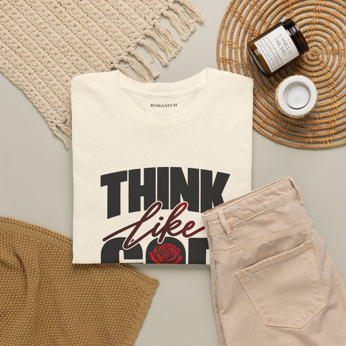 Think Like God T-Shirt  Graphic Tee Rose