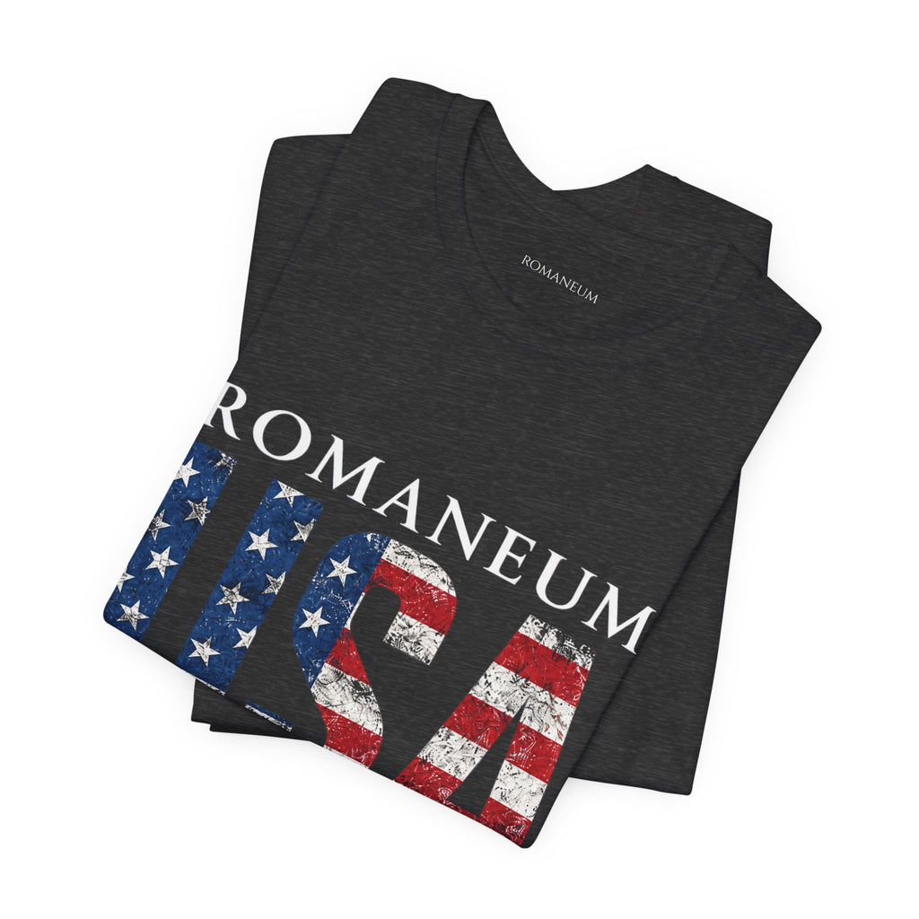 Romaneum USA Flag T‑Shirt — Patriotic American Graphic Tee