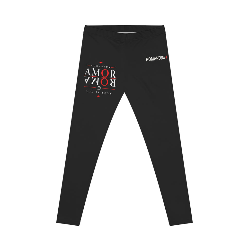 Leggings — 'Amor Romanum' Minimal Black Graphic Leggings