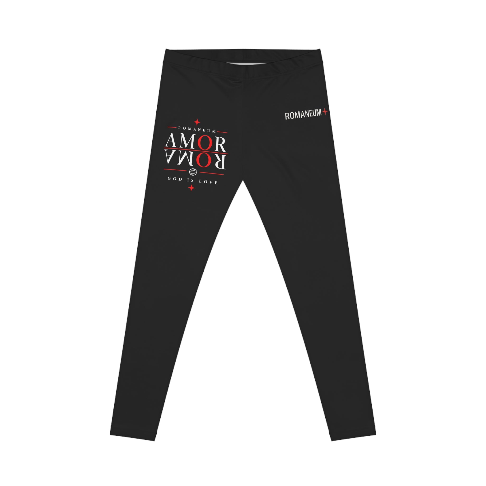Leggings — 'Amor Romanum' Minimal Black Graphic Leggings