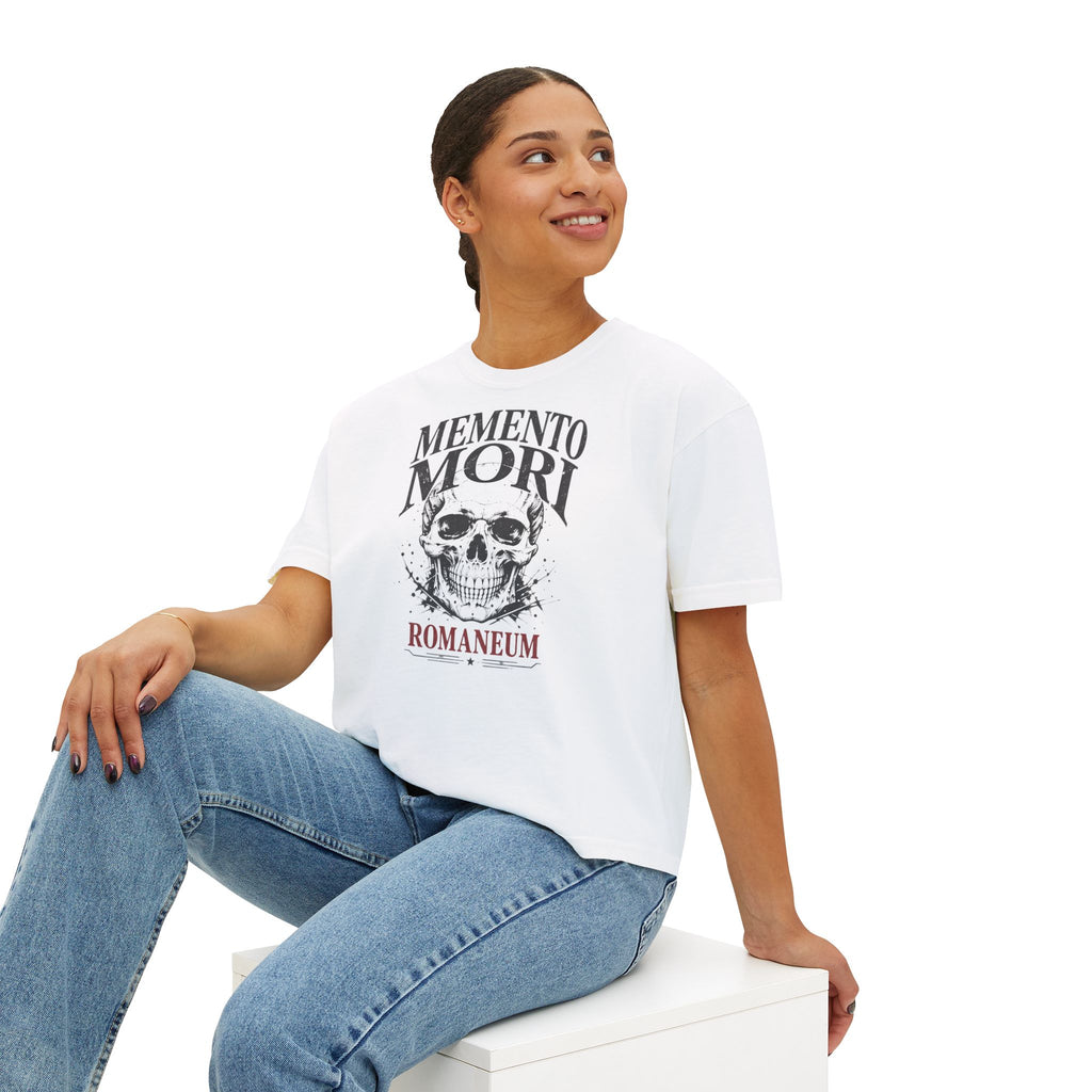 Memento Mori Boxy Tee — Vintage Skull Romaneum Graphic Shirt