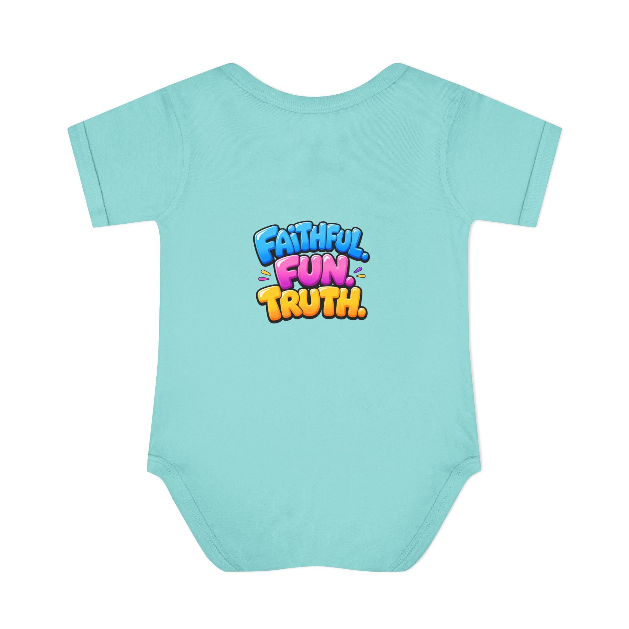 Infant Bodysuit — "Good News Toons" Colorful Cartoon Baby Onesie (Faithful Fun Truth)