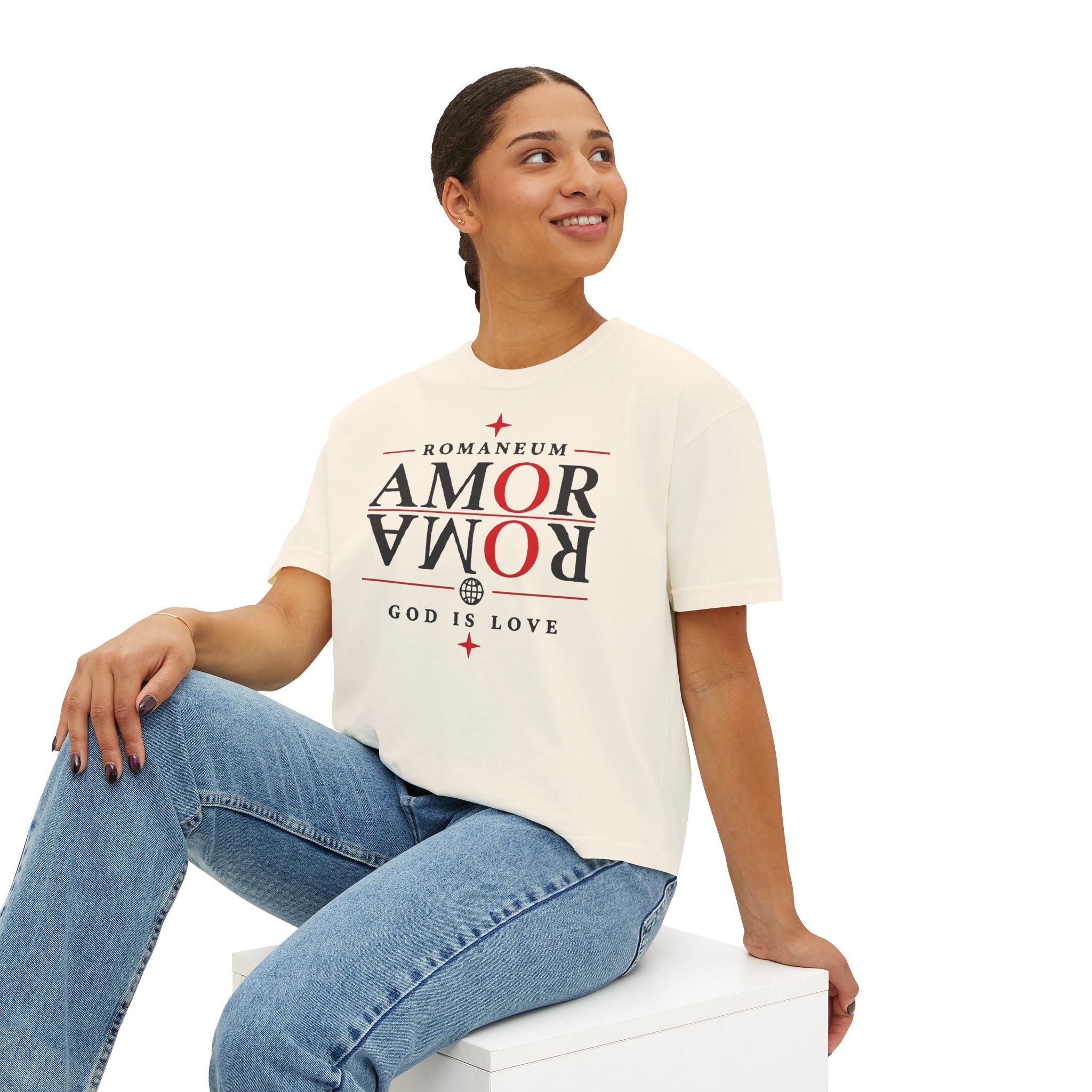 Christian Amor Amor Boxy Tee — "Amor" Graphic Crop Tee (God Is Love)