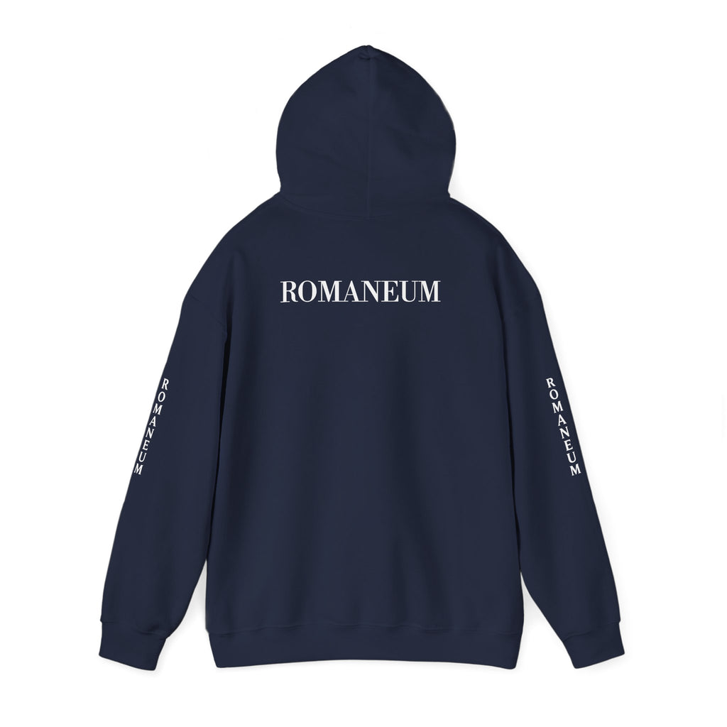 Think Like God Hoodie — Graphic with Romaneum Sleeve Print