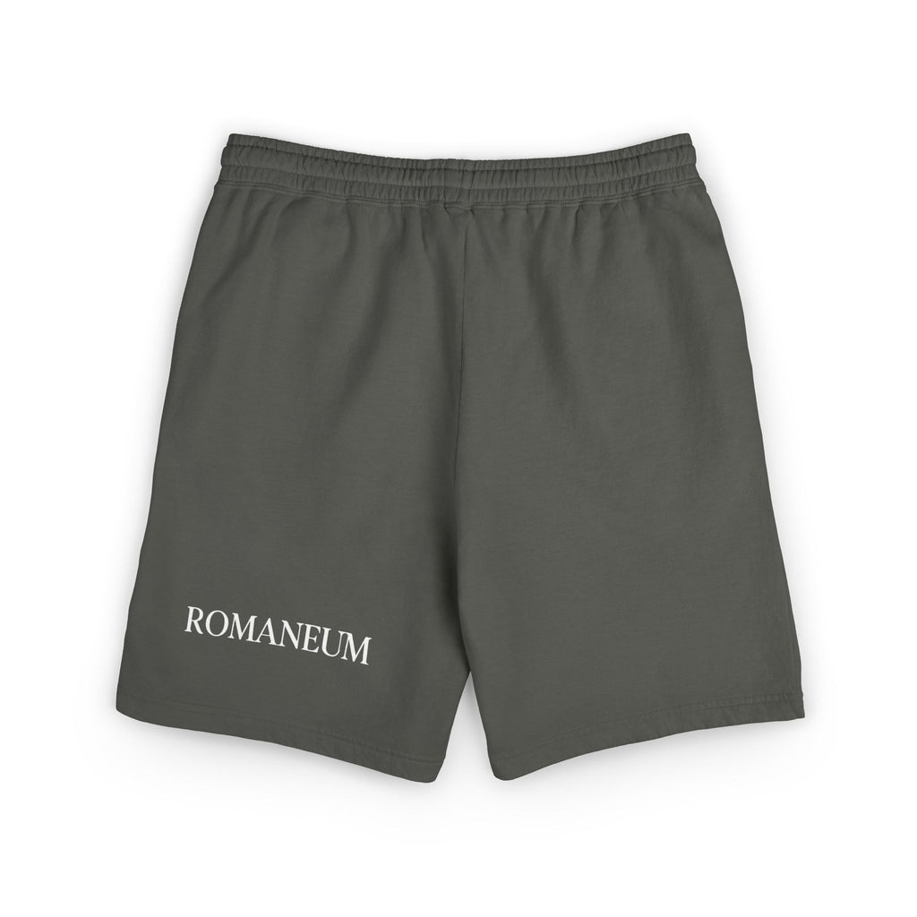 Romaneum Logo Fleece Sweat Shorts — Casual Athletic Lounge Shorts